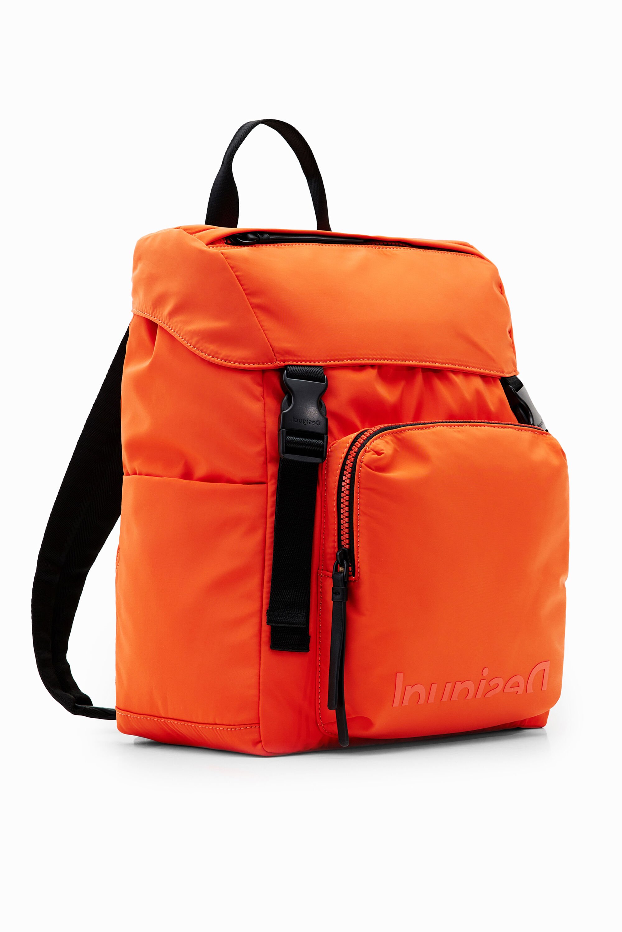 Desigual, Großer Rucksack aus recycelten Fasern, Polyester, Orange, U