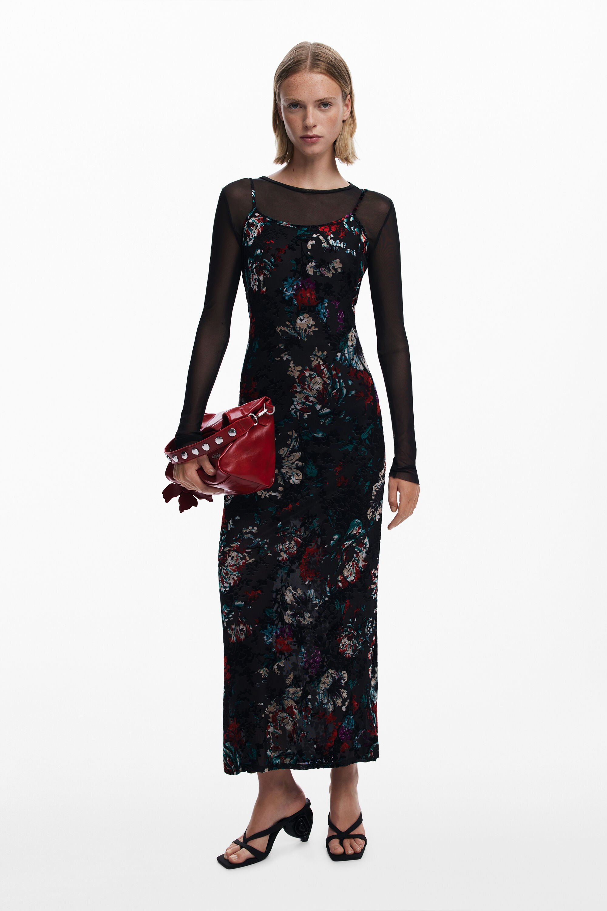 Desigual, Kombiniertes Mesh-Kleid, Damen, Schwarz, S