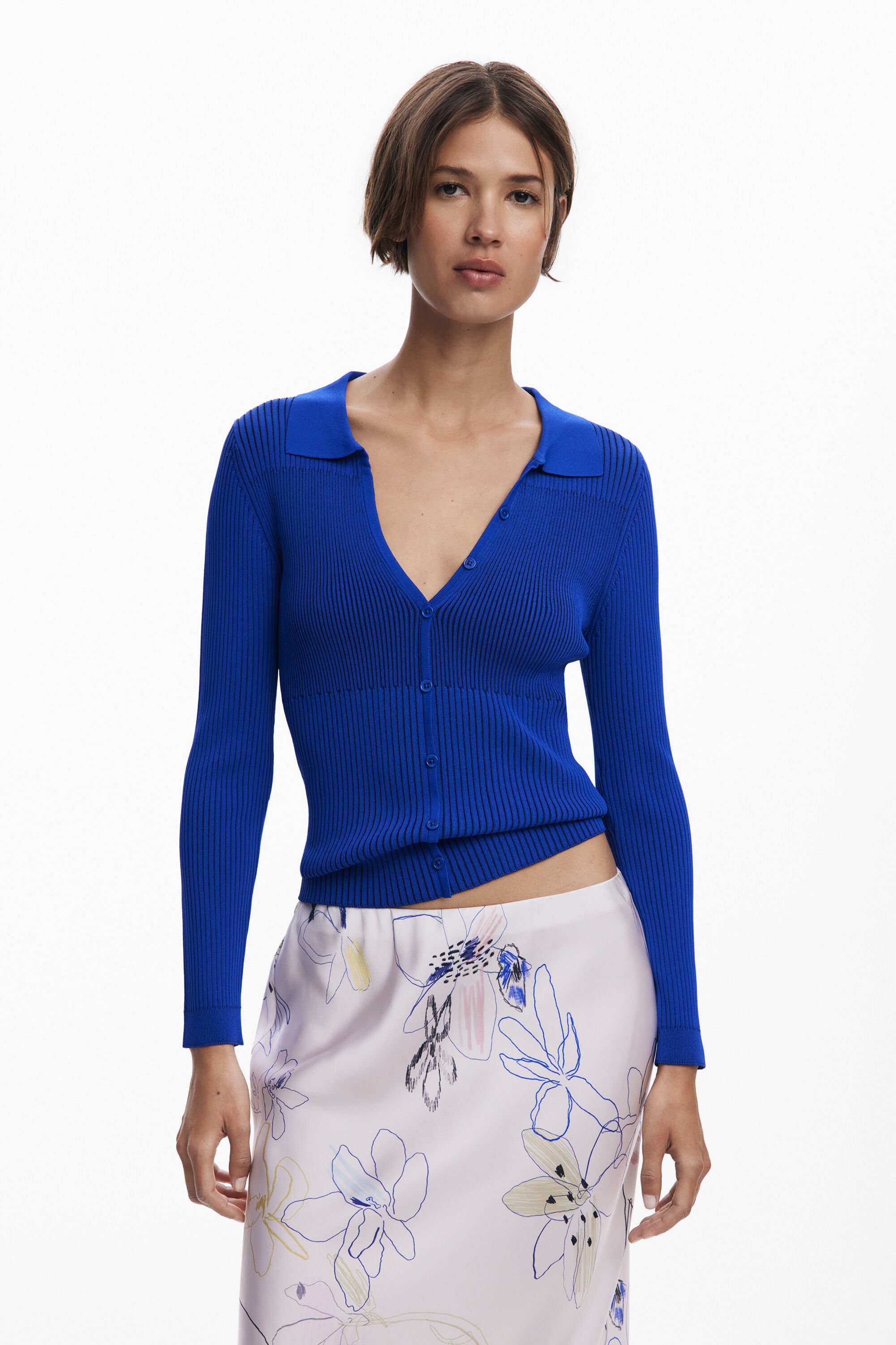 Desigual, Feiner Pullover mit Knöpfen, Damen, Blau, XL