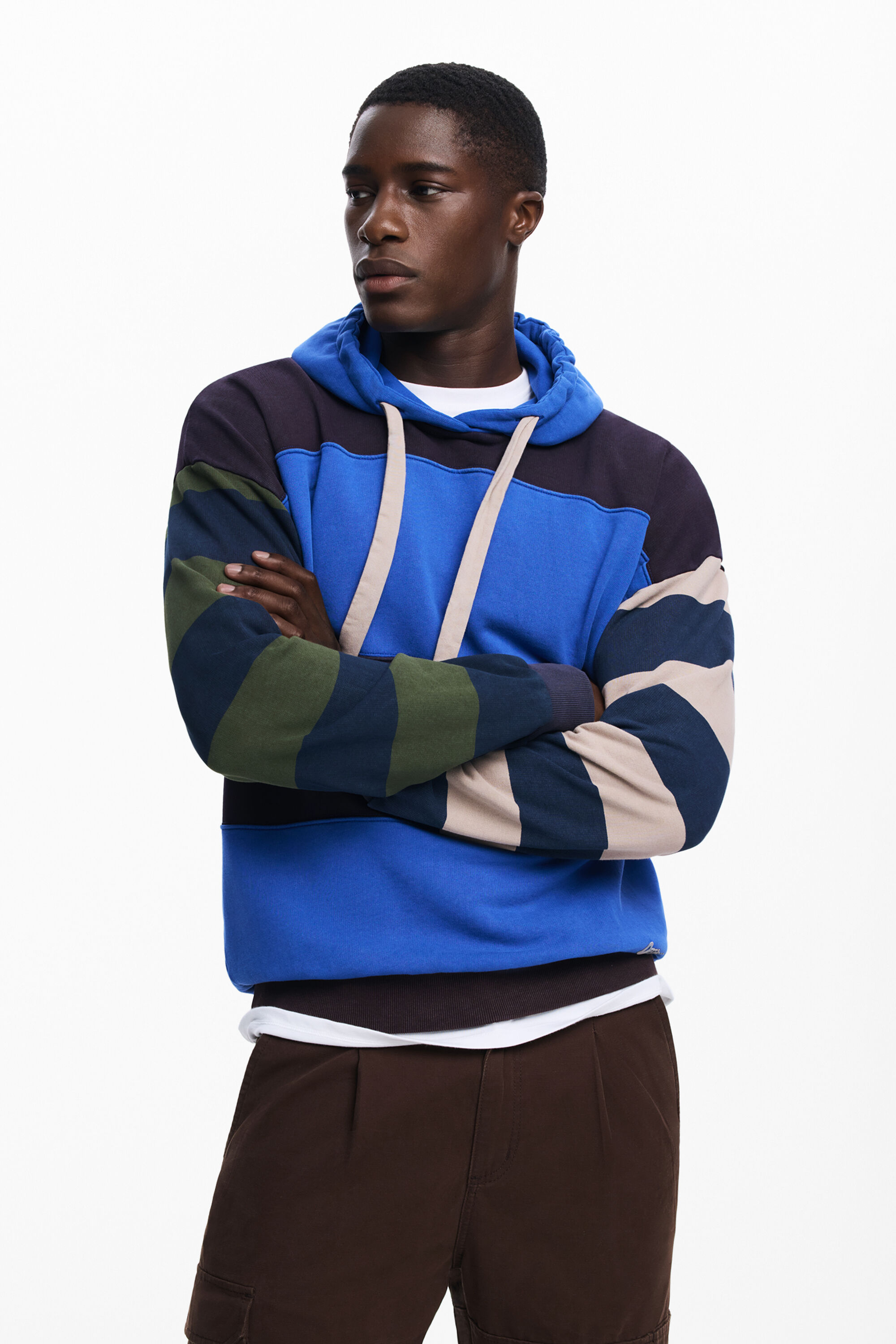 Desigual, Gestreiftes Kapuzen-Sweatshirt, Herren, Baumwolle, L