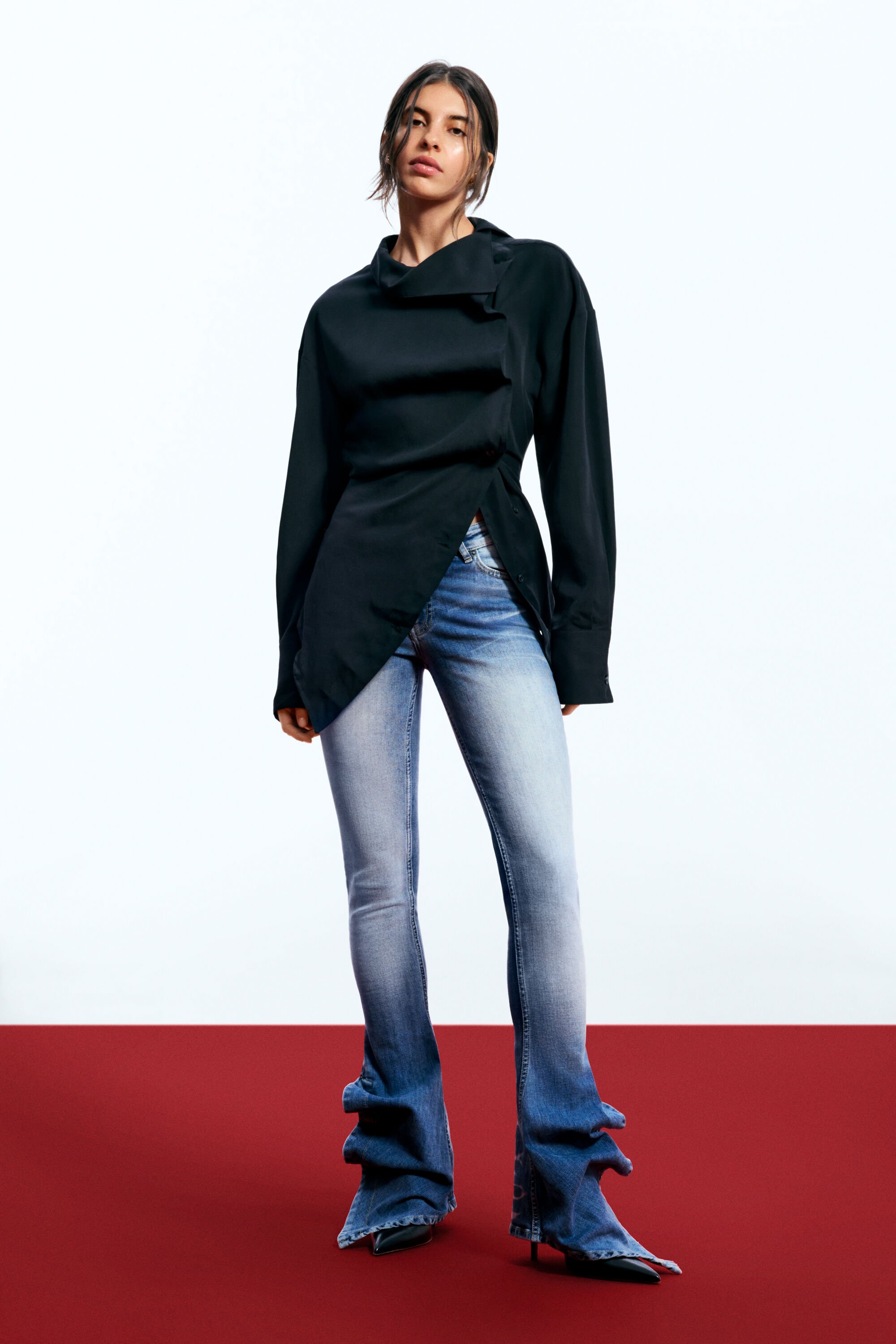 Desigual, Asymmetrisches Hemd egonlab, Damen, Lyocell, Schwarz, S