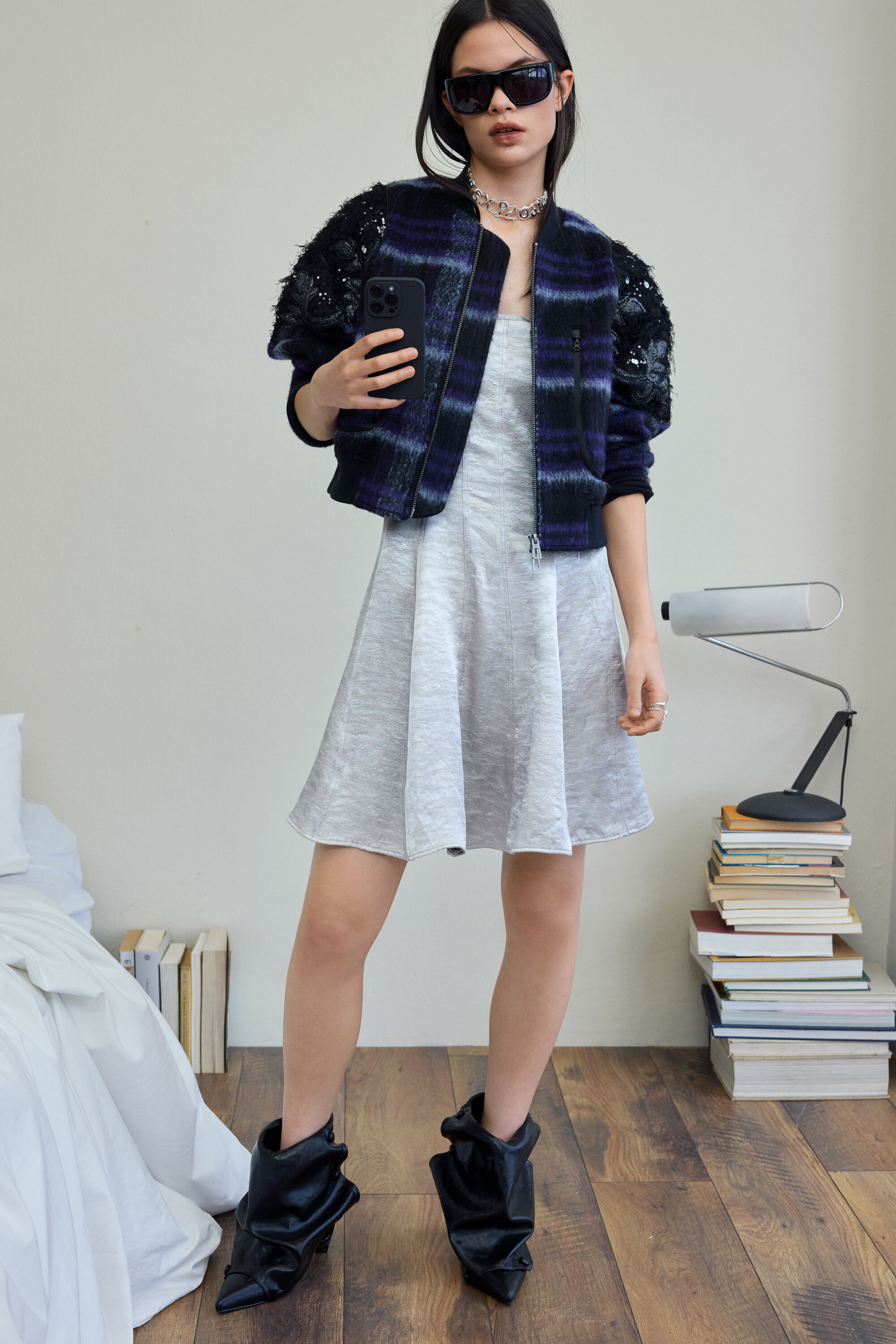 Desigual, Bestickte Karobomberjacke, Damen, Rot, S