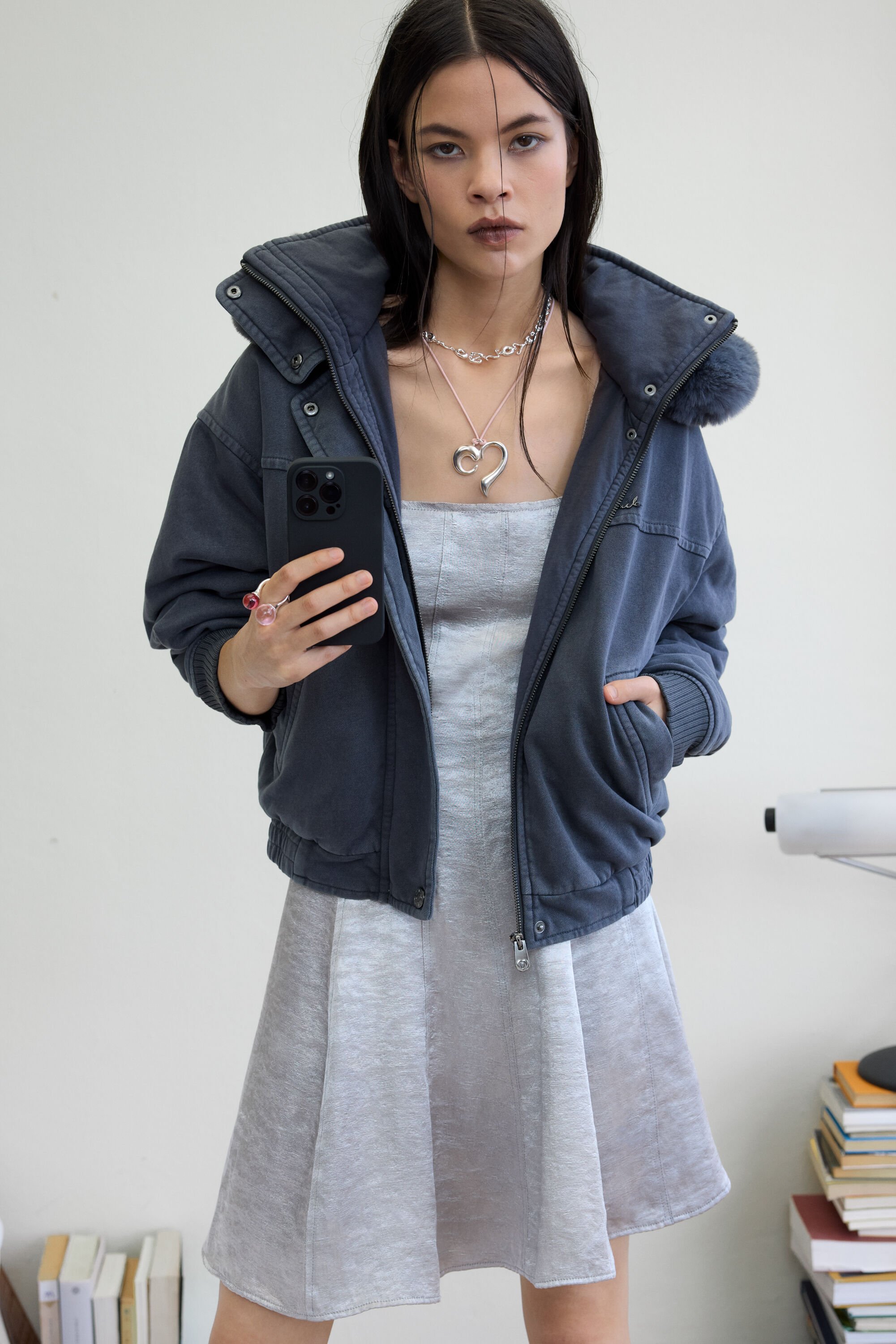 Desigual, Jacke mit Fellkapuze, Damen, Baumwolle, Schwarz, XS