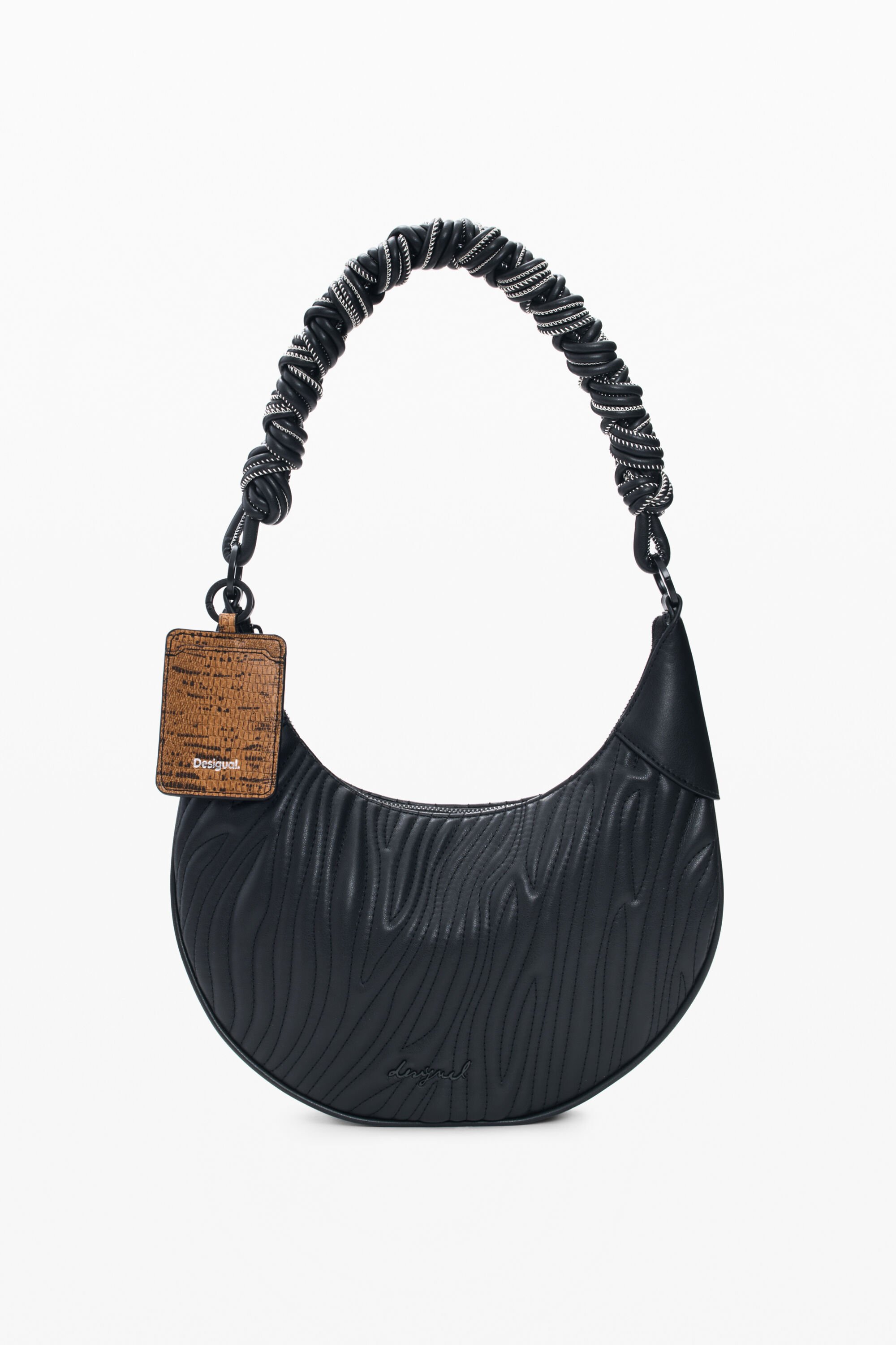 Desigual, Mittelgroße ovale Tasche mit Prägung, Damen, Polyurethan, Schwarz, U