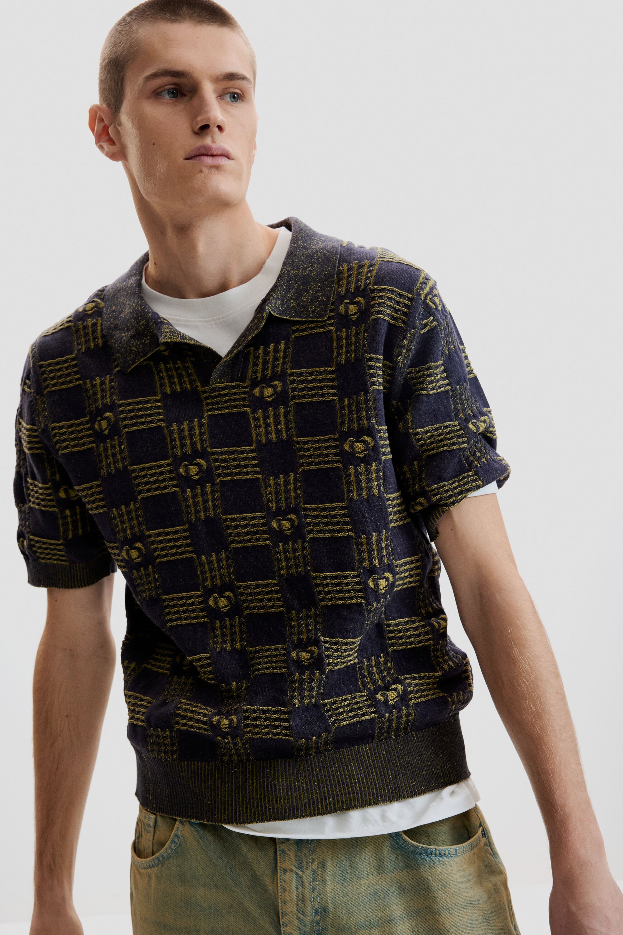 Desigual, Zweifarbiges Poloshirt, Herren, Baumwolle, Blau, L