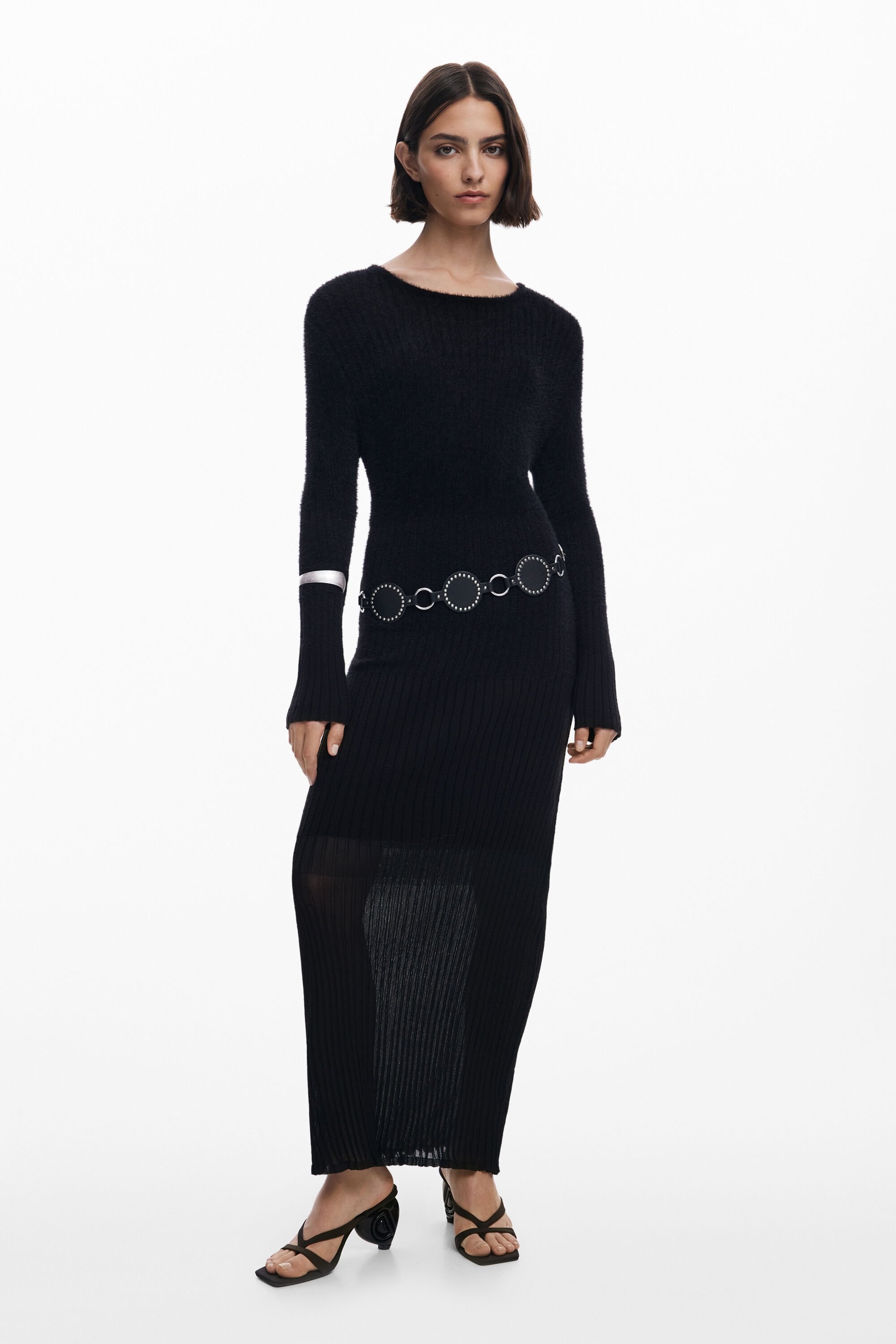 Desigual, Kleid mit transparentem Stoff, Damen, Schwarz, S