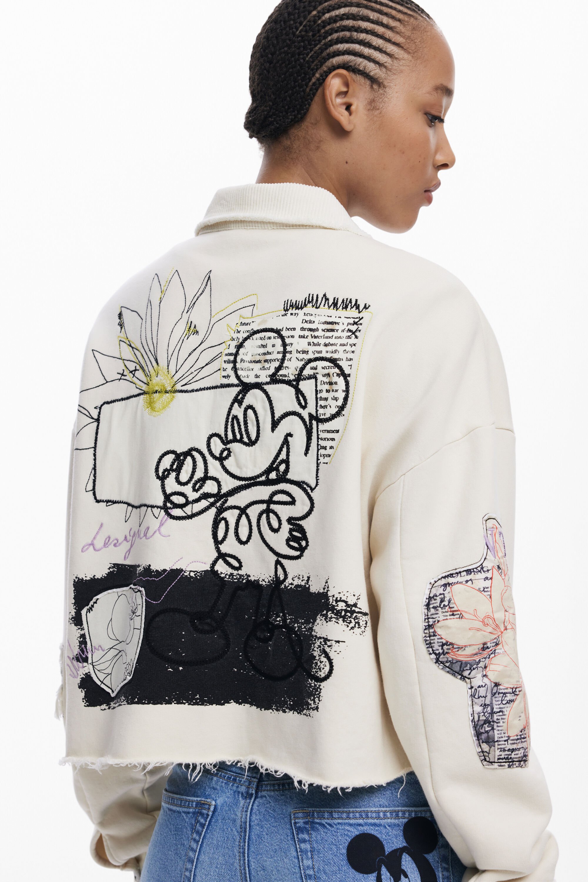 Desigual, Mickey™-Sweatshirt mit Knöpfen, Damen, Baumwolle, Weiß, L