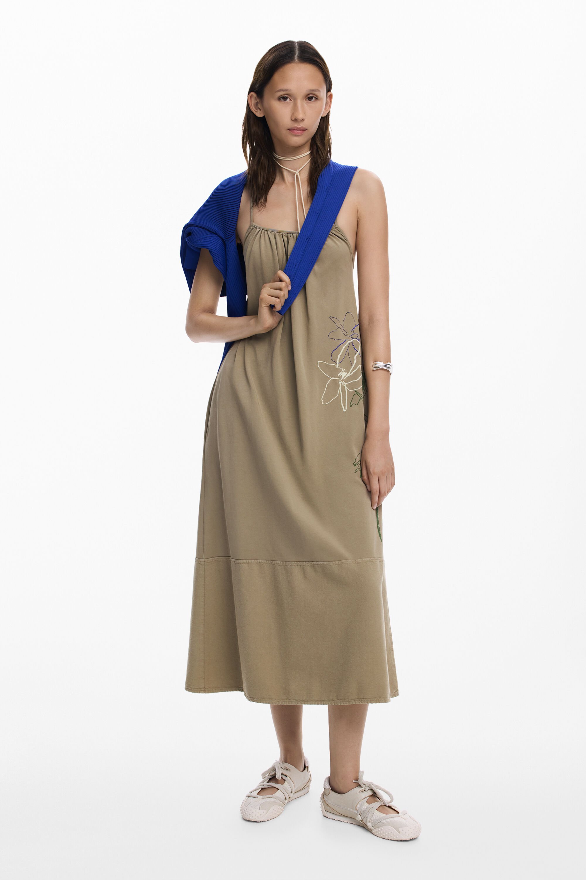 Desigual, Kleid mit geradem Ausschnitt, Damen, Baumwolle, GrüN, S