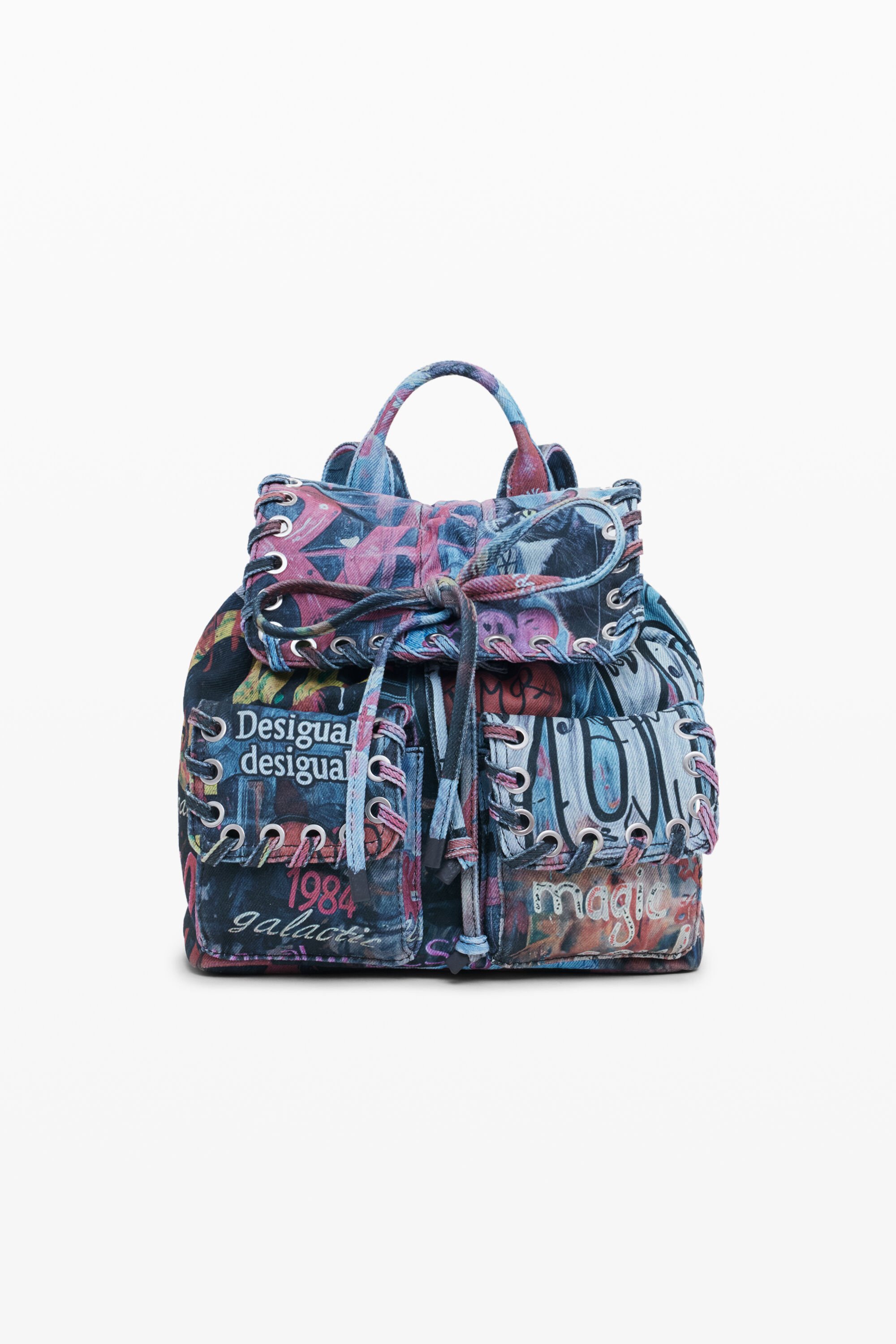 Desigual, Kleiner Graffiti-Rucksack, Damen, Baumwolle, U