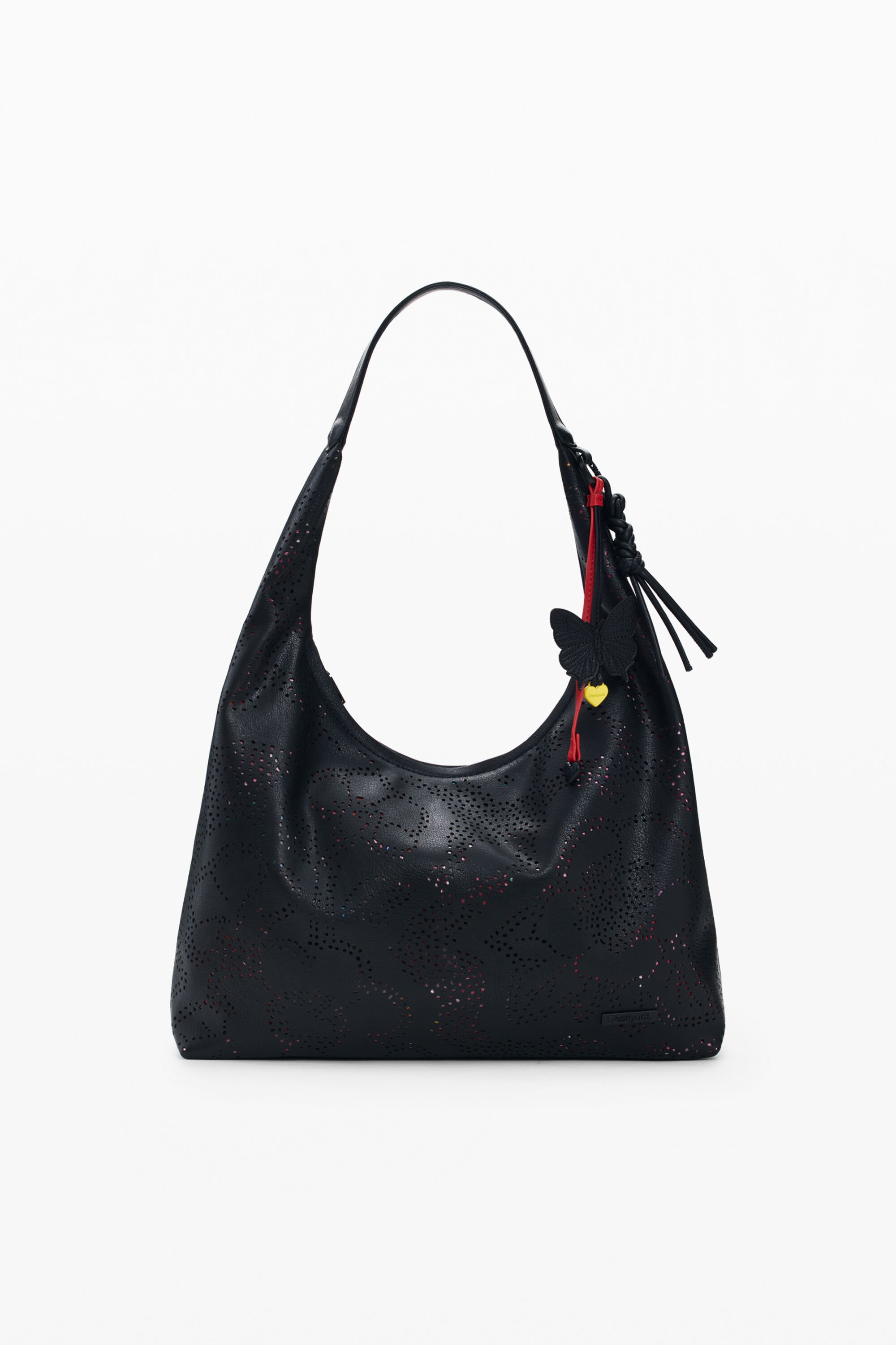 Desigual, Mittelgroße Tasche mit Schmetterlingsausschnitt, Damen, Polyurethan, Schwarz, U