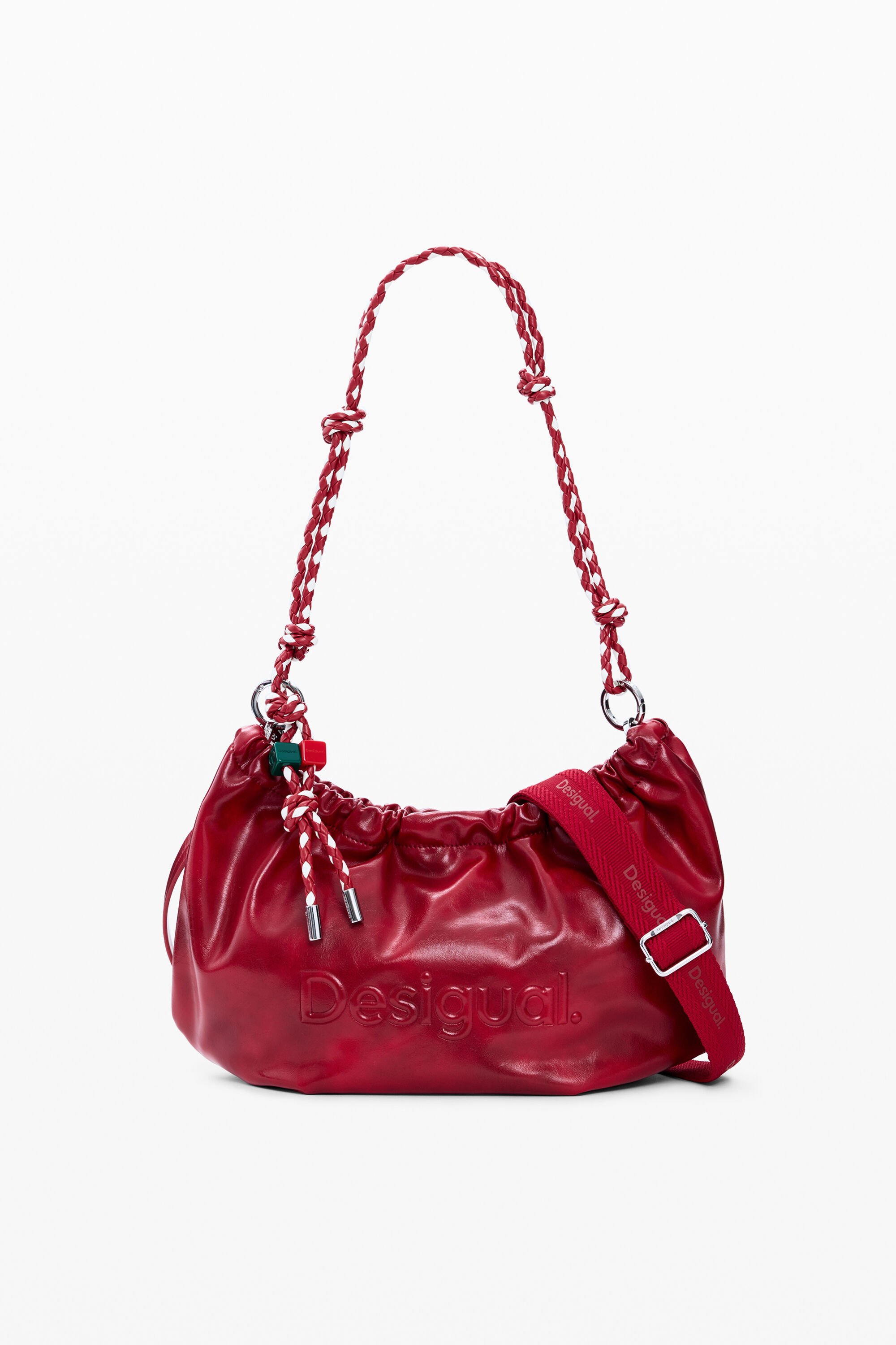 Desigual, Ovalförmige mittelgroße Tasche mit Logo, Damen, Polyurethan, Rot, U
