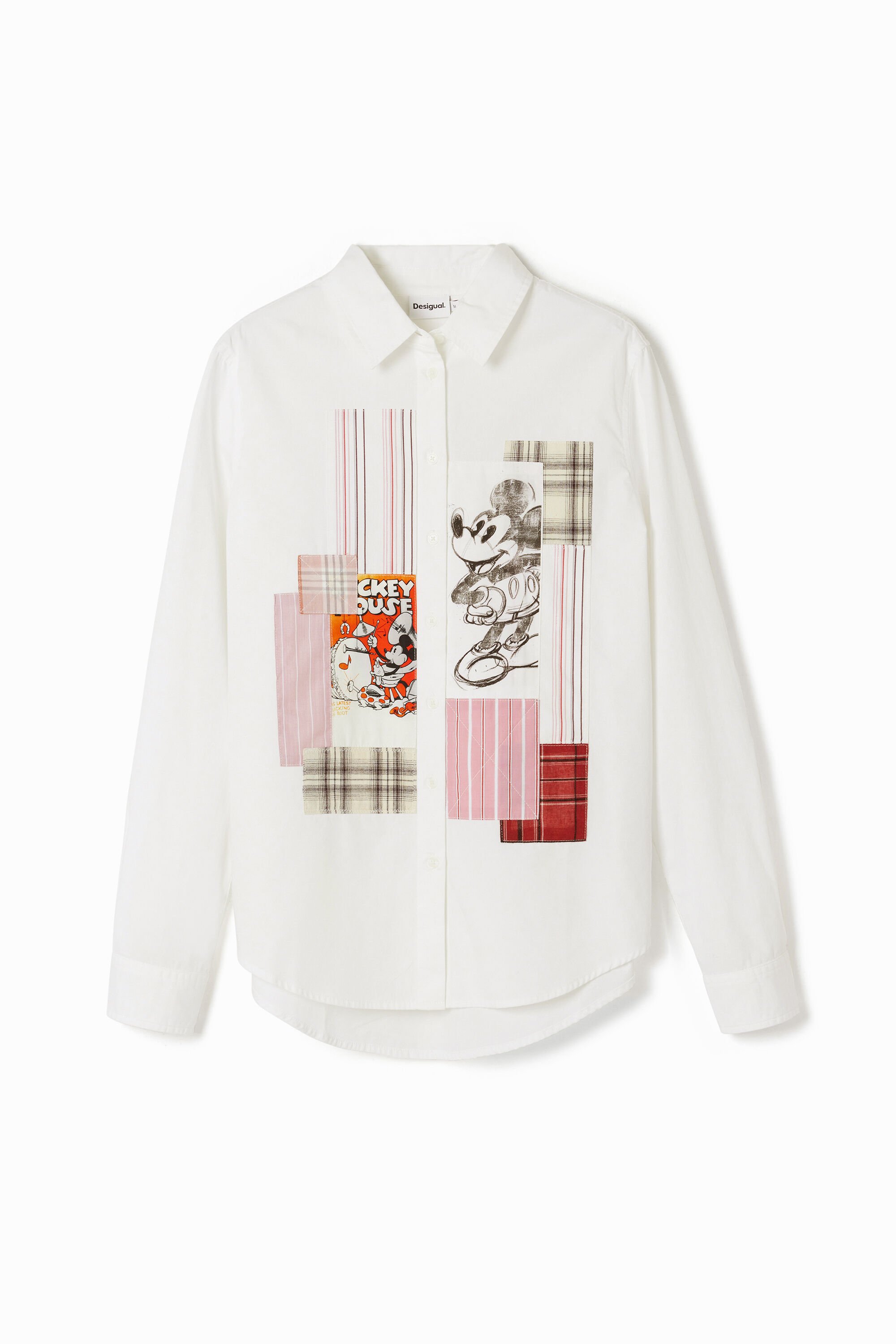 Desigual, Hemd Patch Micky Maus, Damen, Baumwolle, Weiß, L