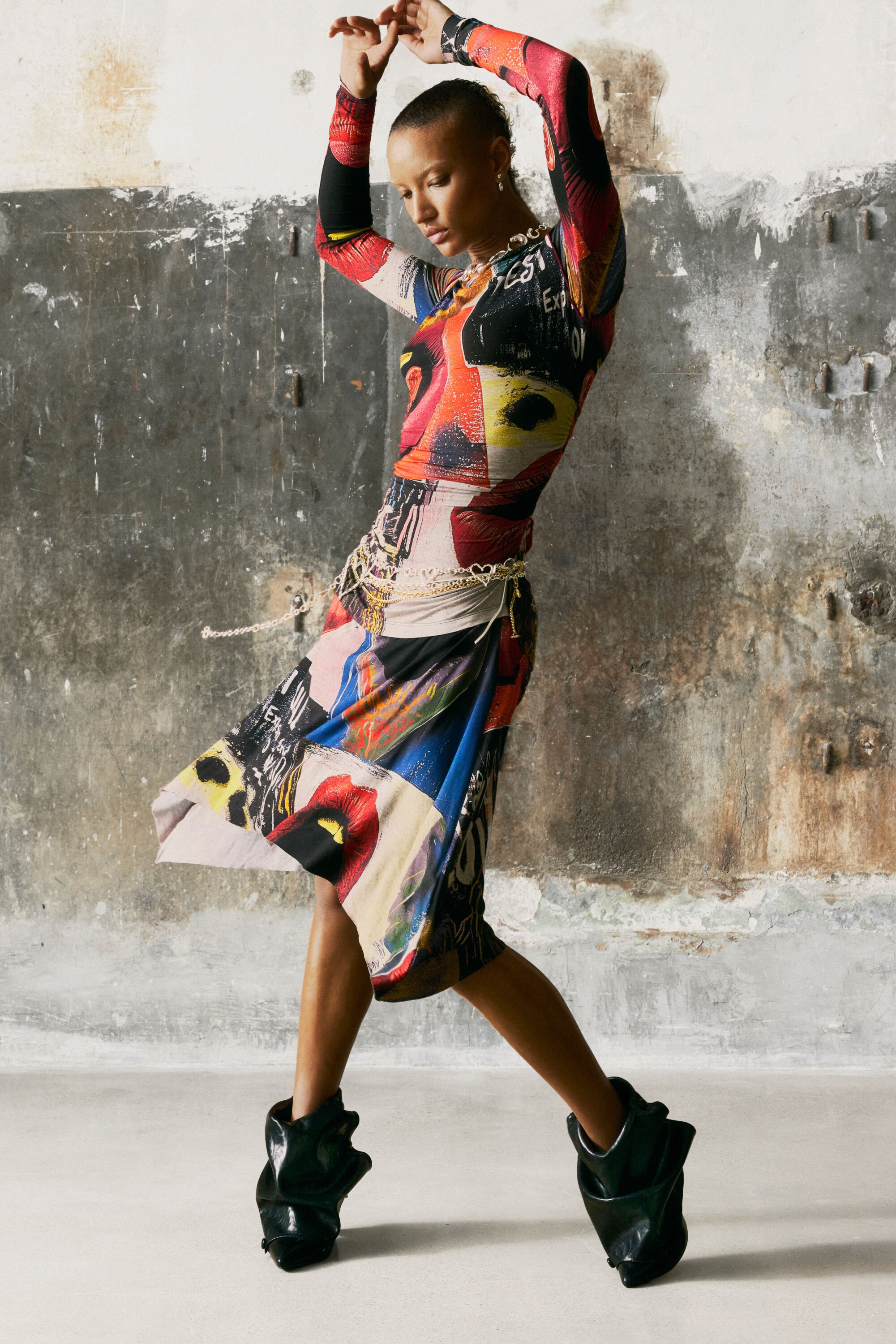 Desigual, BEDRUCKTES KLEID MIT MÜNDERN, Damen, Viskose, Schwarz, M