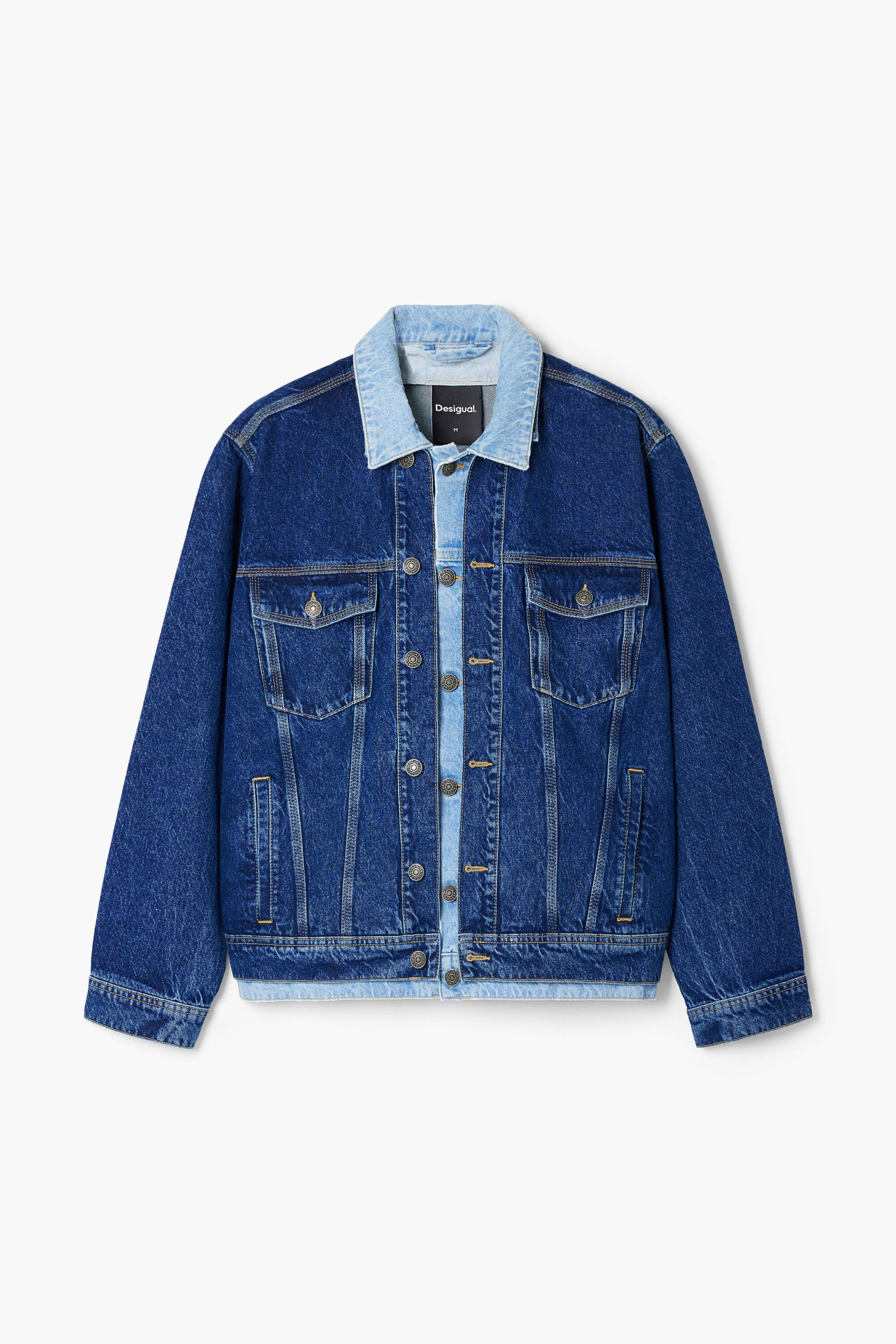 Desigual, Patchwork-Denimjacke, Herren, Baumwolle, Blau, XXL