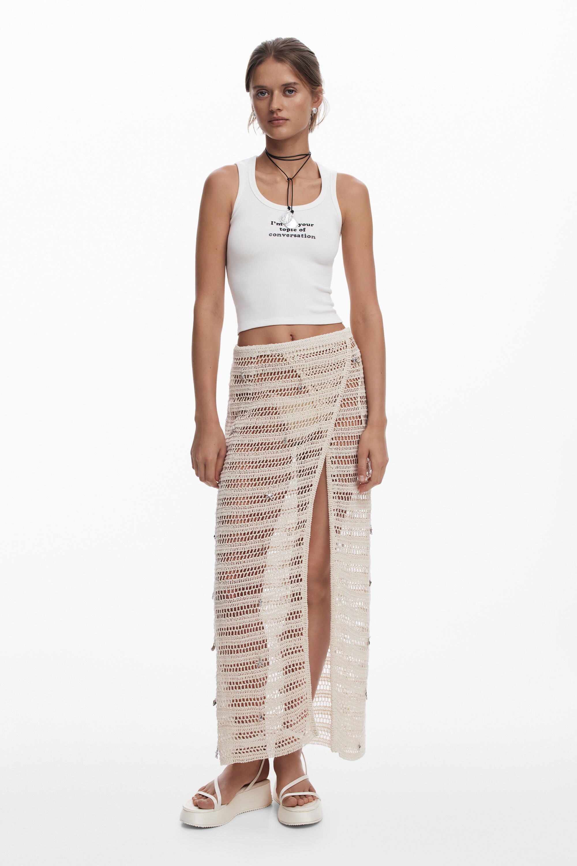 Desigual, Wickelkleid mit durchbrochenen Applikationen, Damen, Baumwolle, Weiß, U