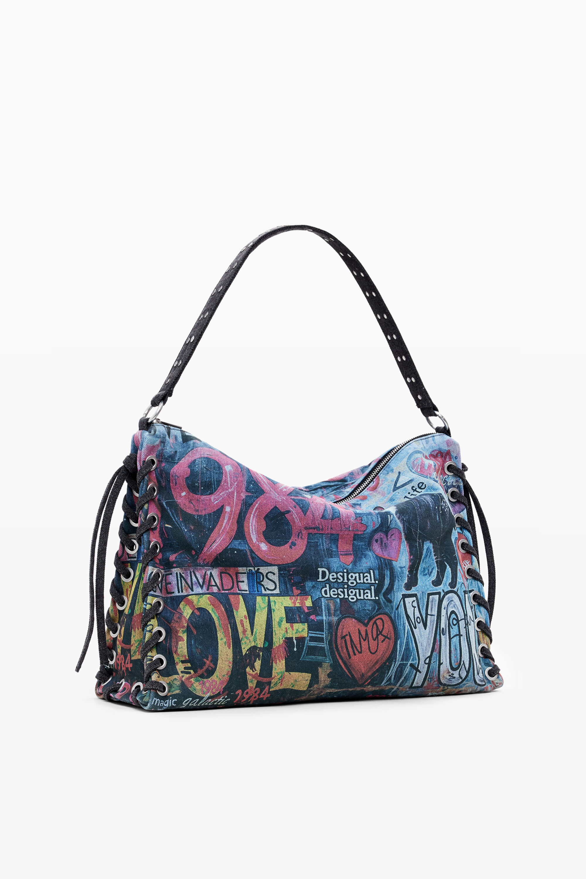 Desigual, Große Graffiti-Tasche, Damen, Baumwolle, U
