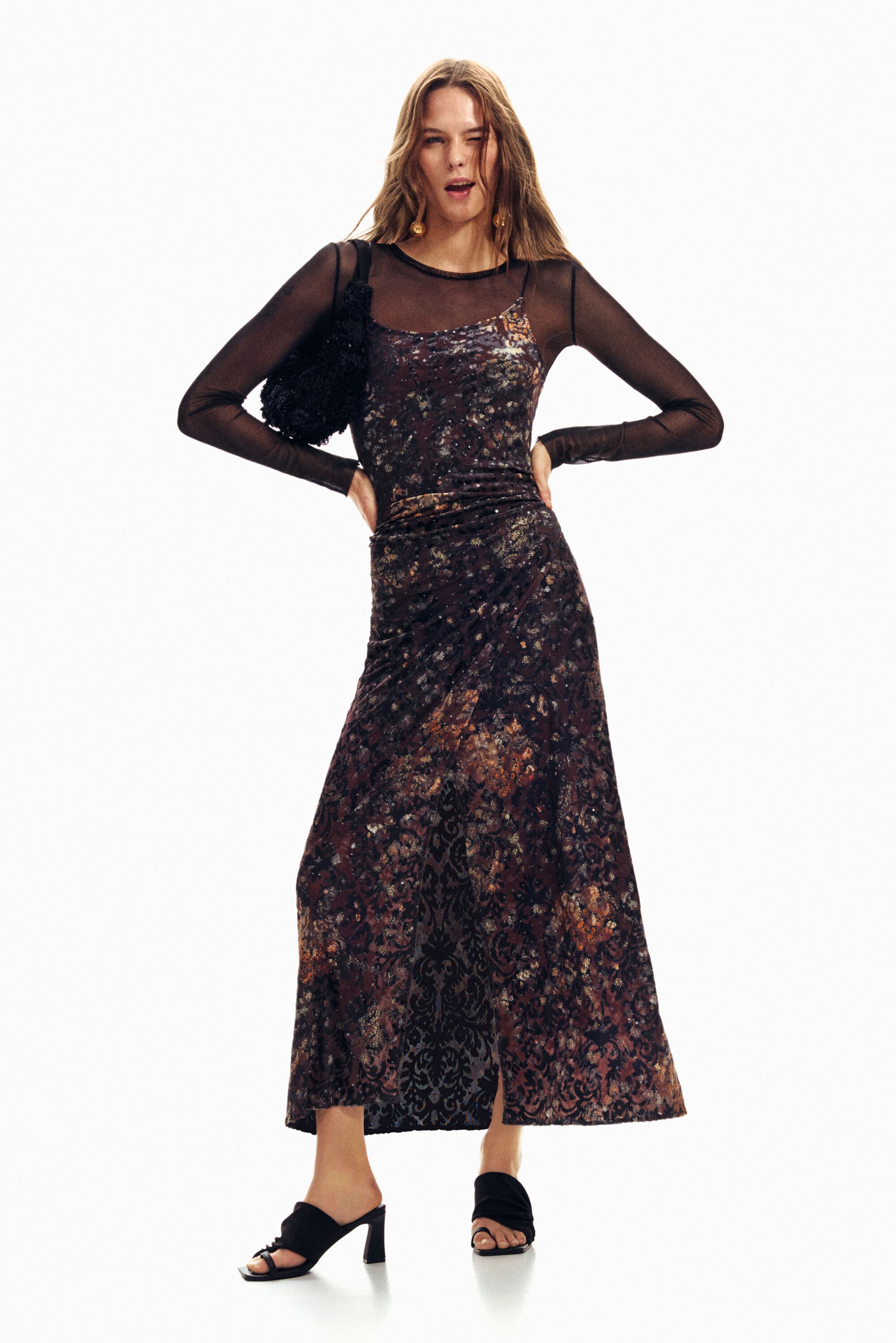 Desigual, ABNEHMBARES 2-IN-1 KLEID, Damen, Polyester, Schwarz, L