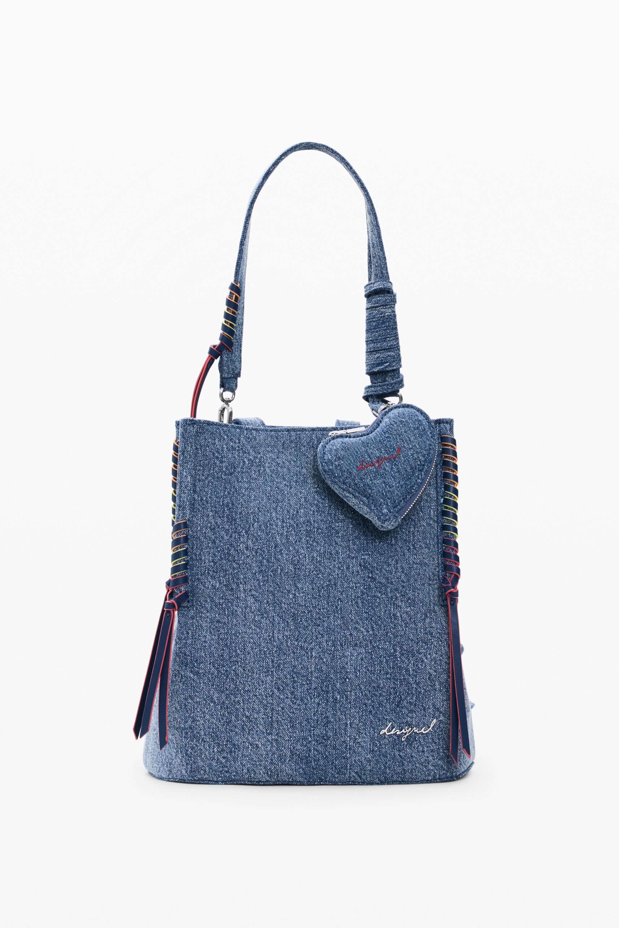 Desigual, Kleine Denim-Rucksack Herz, Damen, Baumwolle, Blau, U