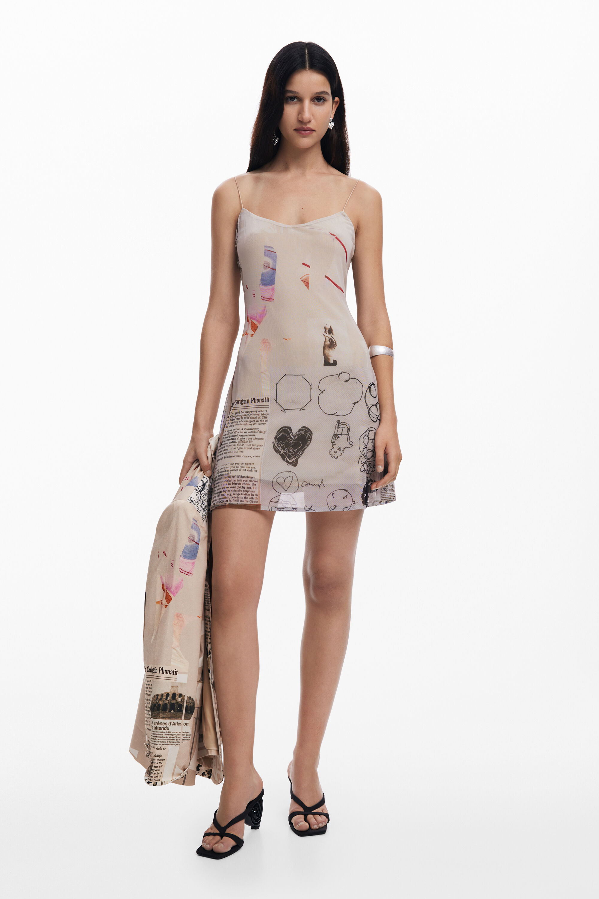 Desigual, Kleid entworfen von Mr. Christian Lacroix, Damen, Polyester, Braun, L