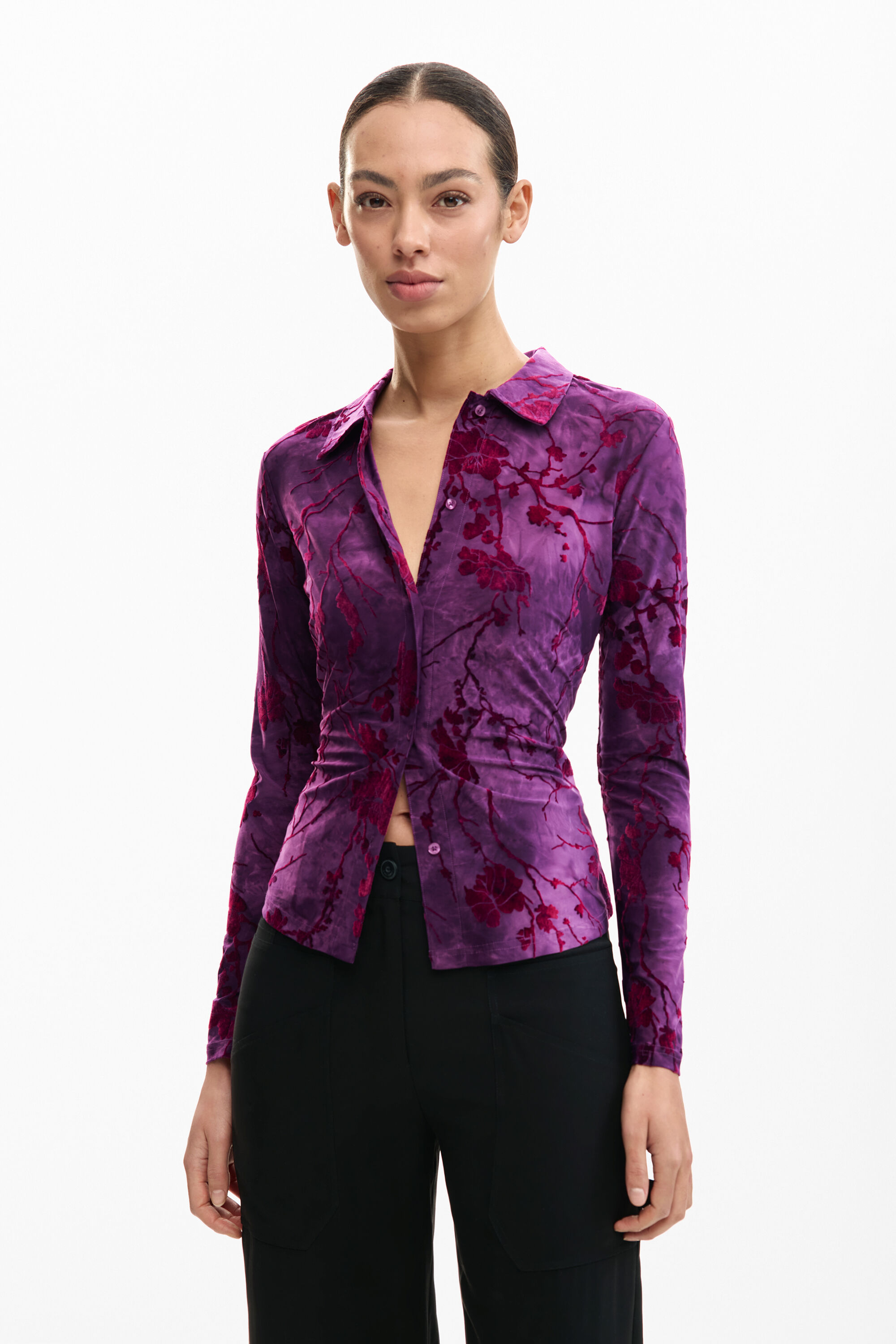 Desigual, Orientalisches Hemd mit Knöpfen, Damen, Polyester, Rot, L