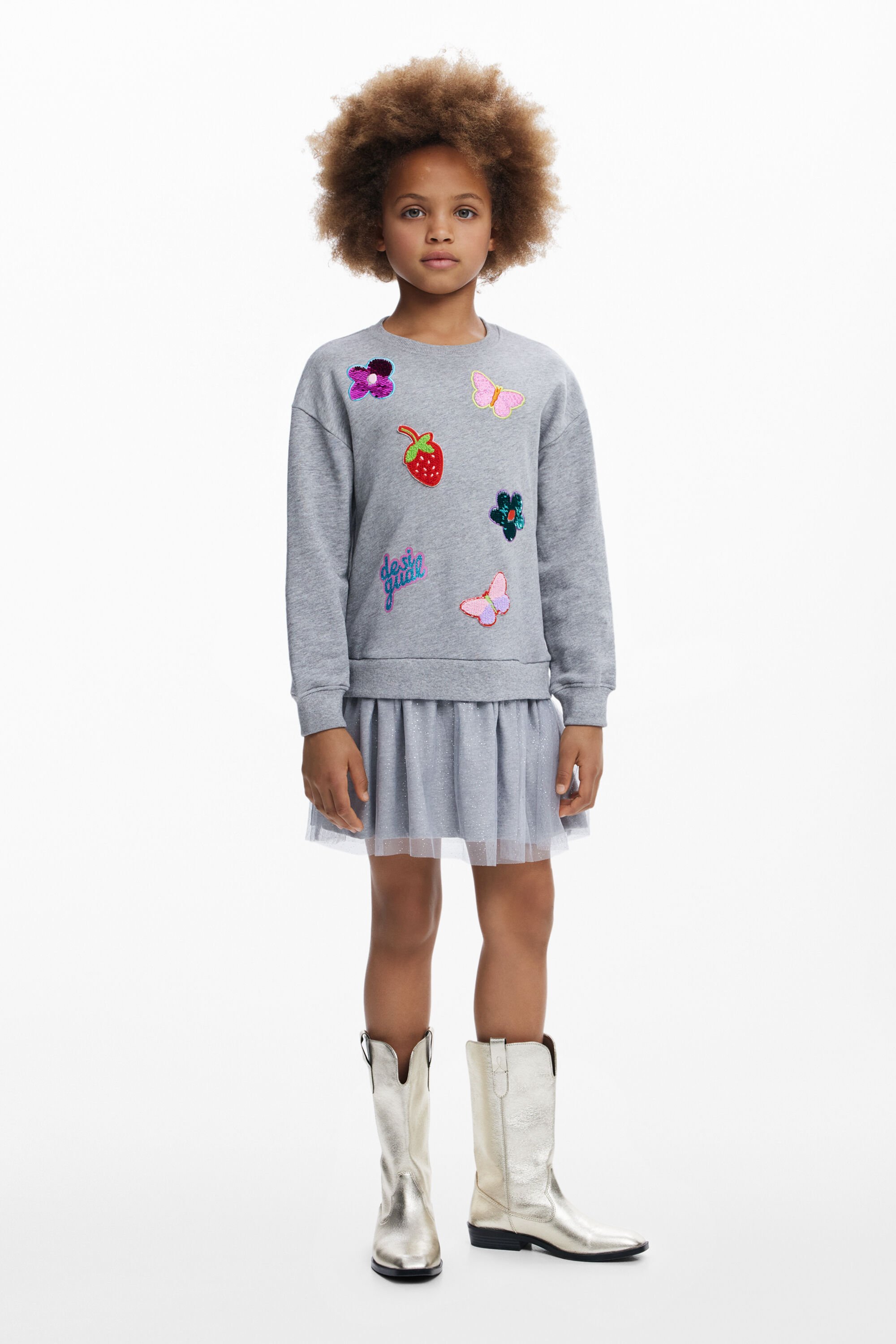 Desigual, Tüllrockkleid mit Figuren, Kinder, Schwarz, 7/8