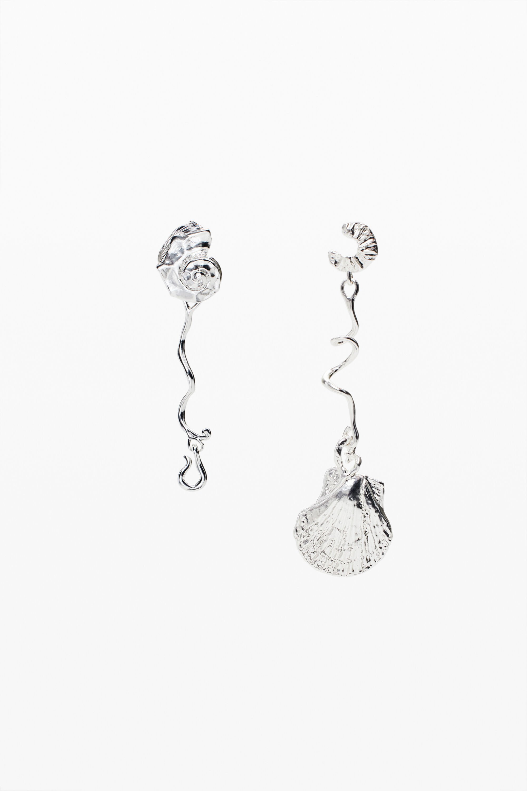 Desigual, Unregelmäßige Ohrringe Muscheln Silber Zalio, Schwarz, U