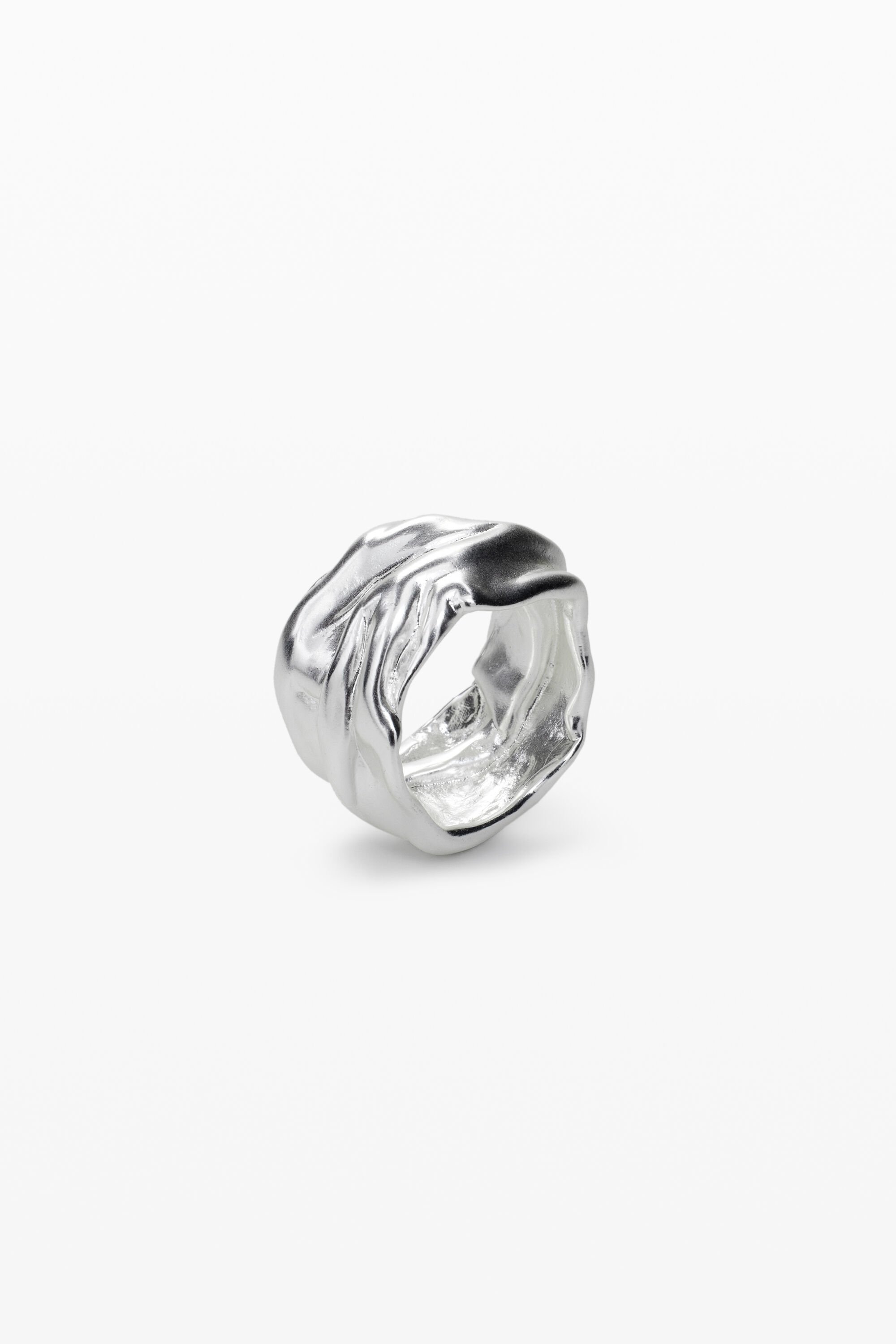 Desigual, Ring Wellen Silberbad Zalio, Schwarz, 14