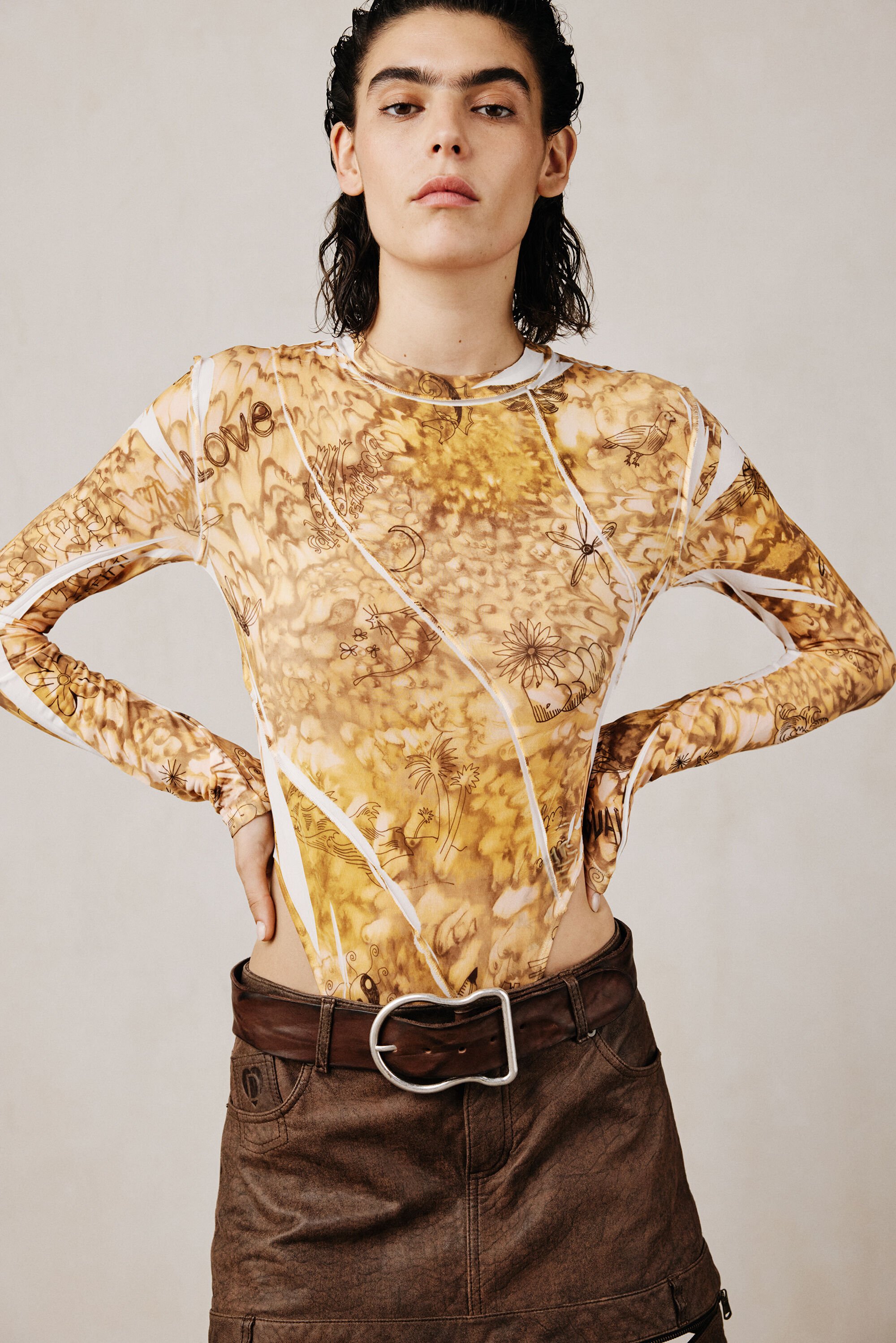 Desigual, Body Rotos Studio, Damen, Gelb, S