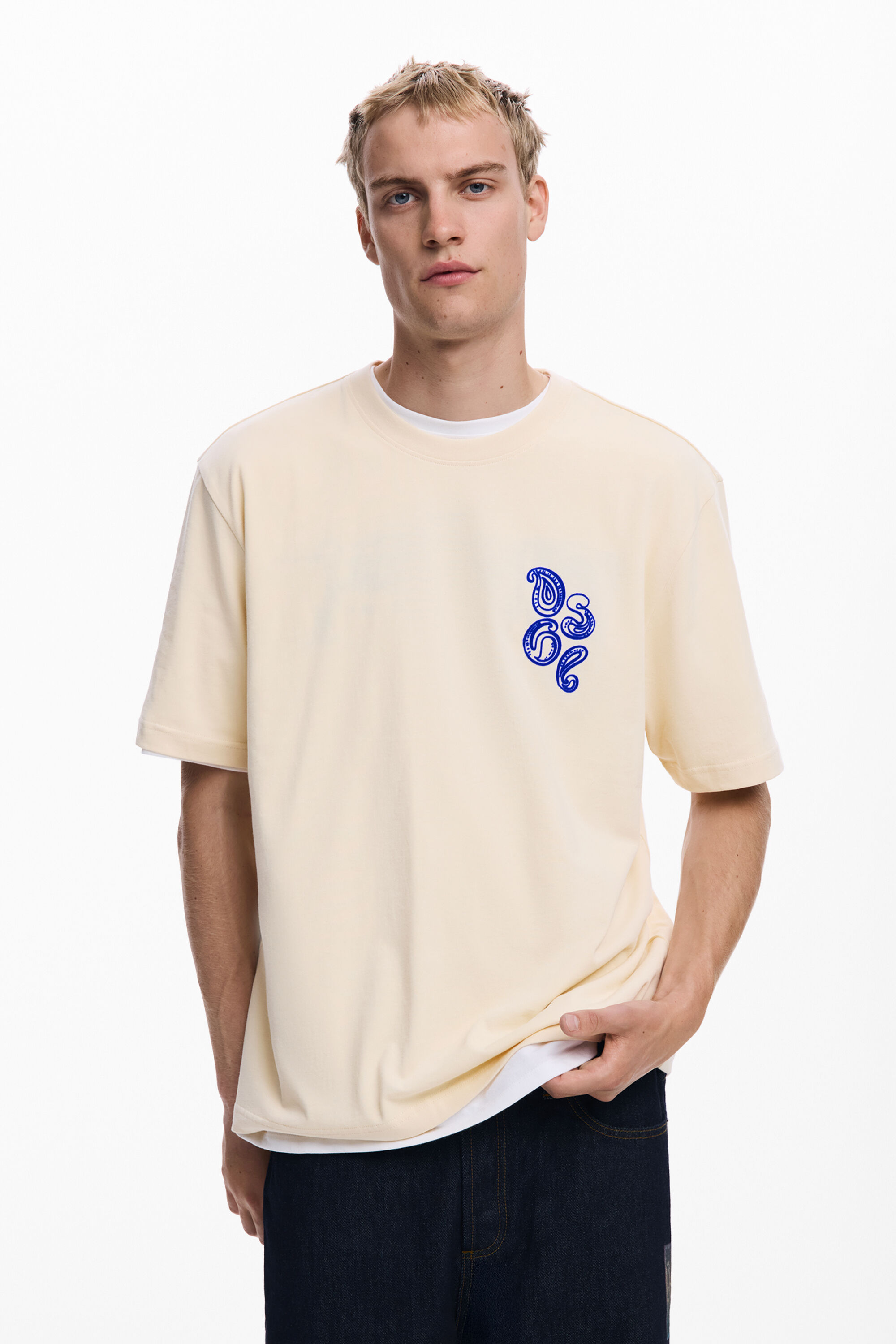 Desigual, Paisley-T-Shirt, Herren, Baumwolle, Weiß, L