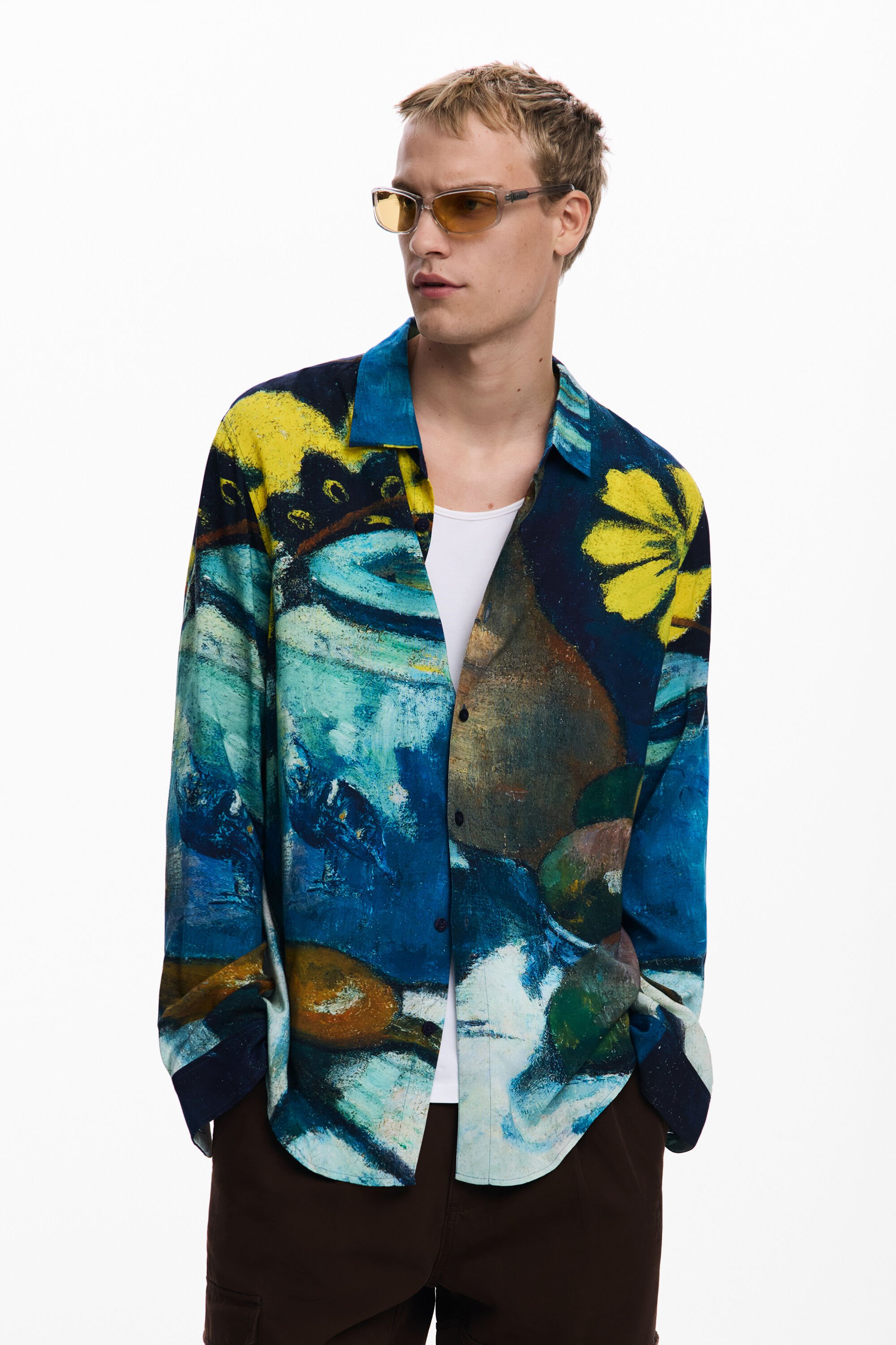 Desigual, Langarmhemd Stillleben, Herren, Viskose, Blau, XL