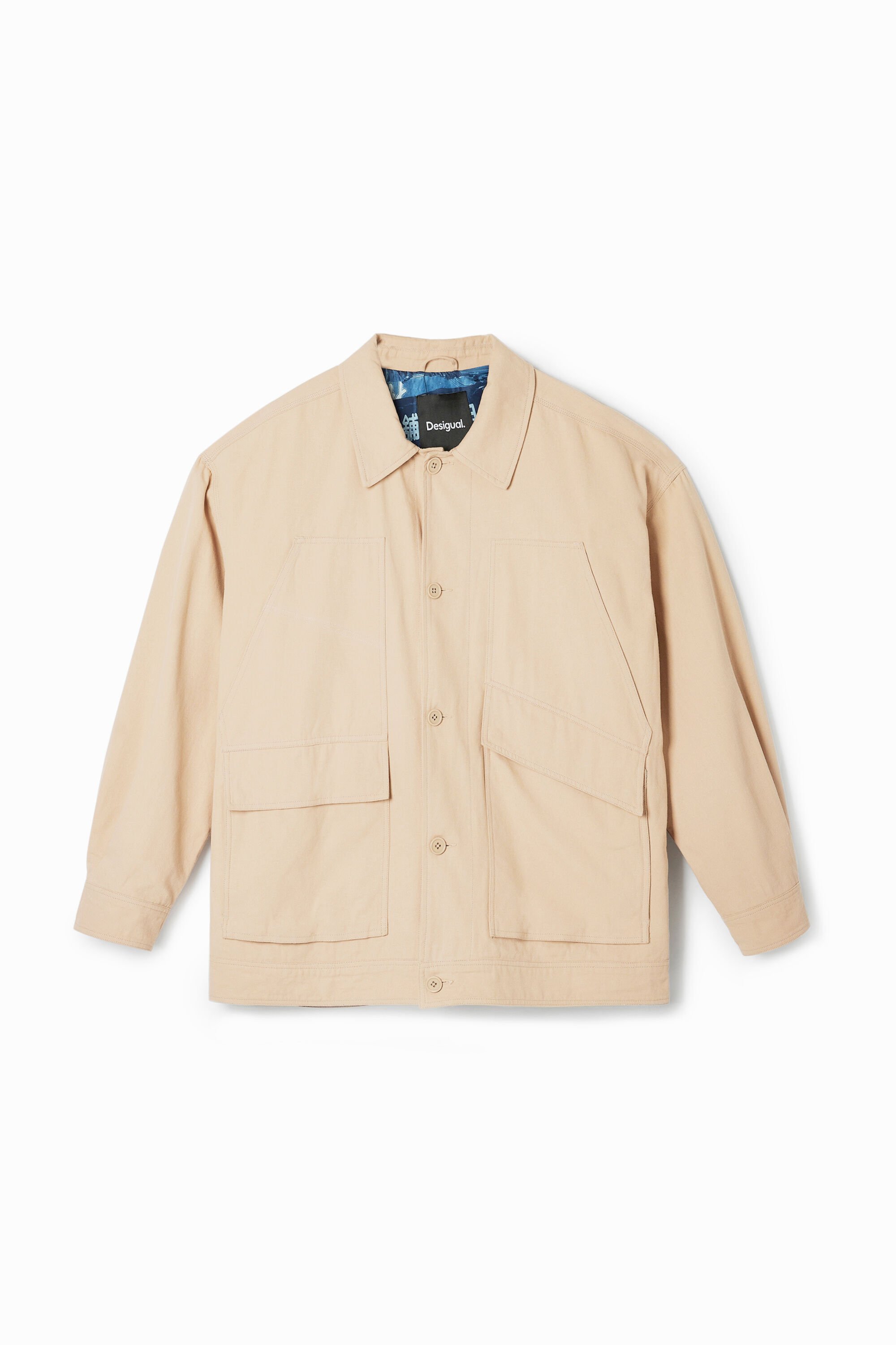 Desigual, Illustrationsjacke, Herren, Baumwolle, Braun, L