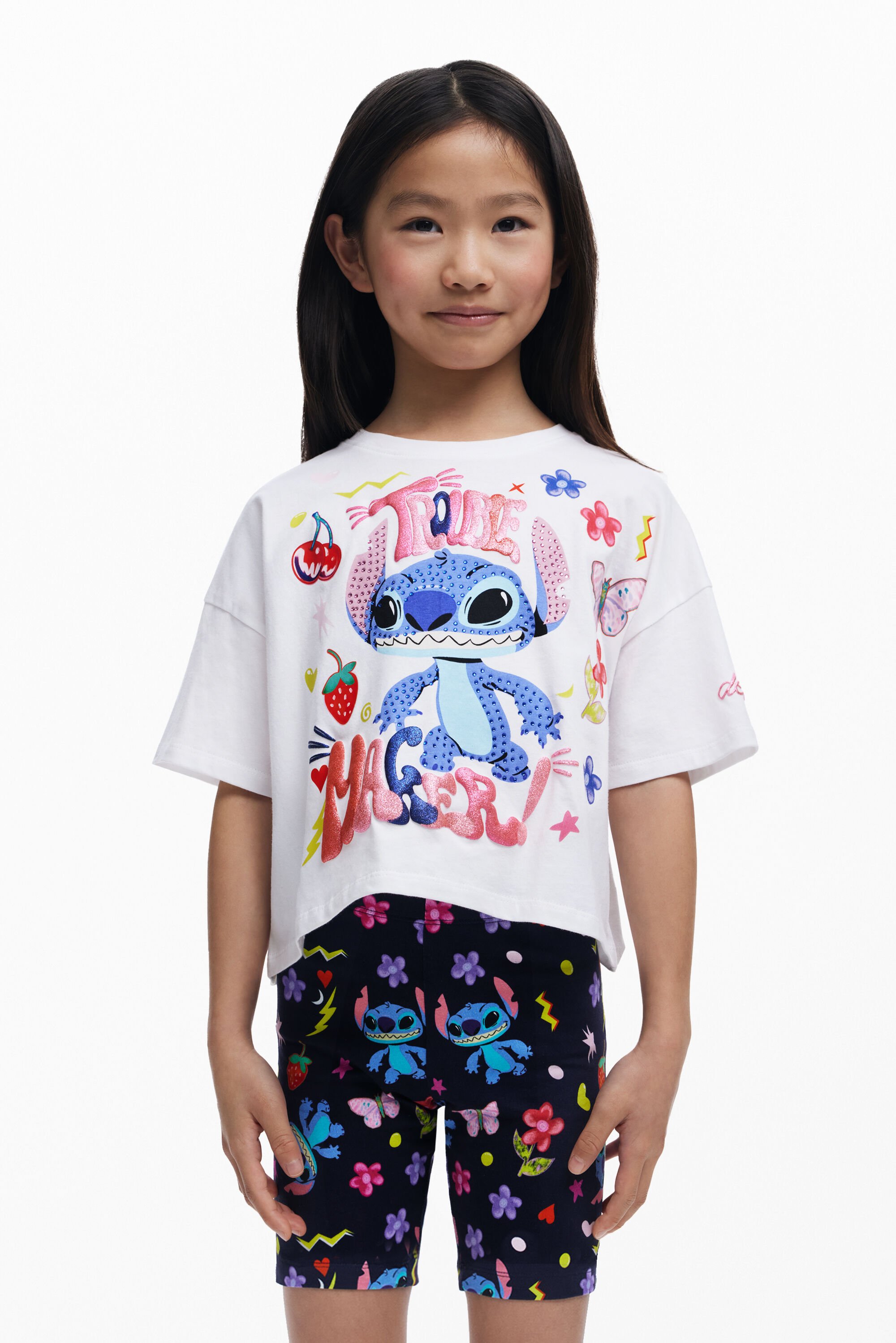 Desigual, Cropped T-Shirt Stitch™, Kinder, Baumwolle, Weiß, 5/6