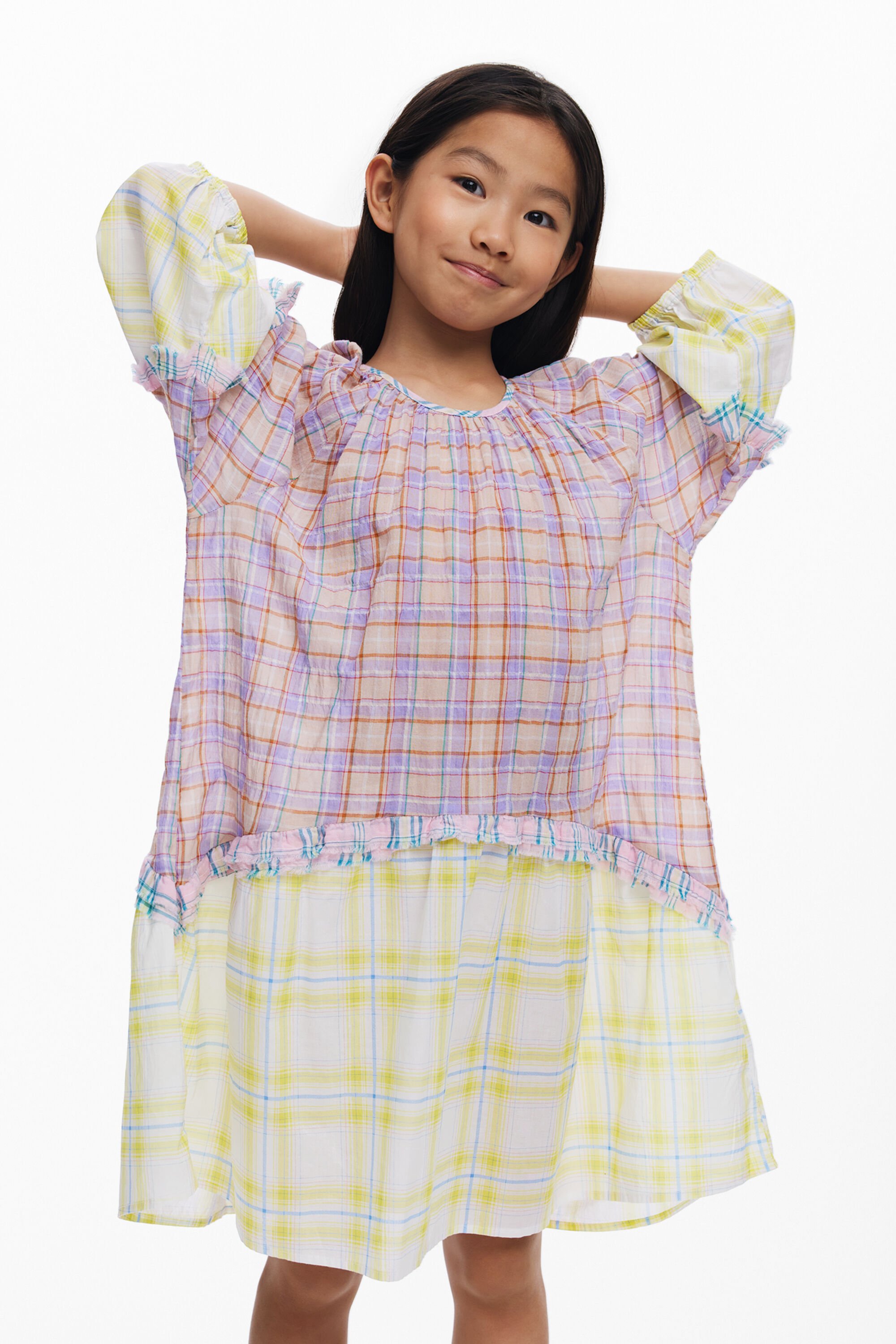 Desigual, Kleid mit Karomuster und Rüschen, Kinder, Baumwolle, 9/10