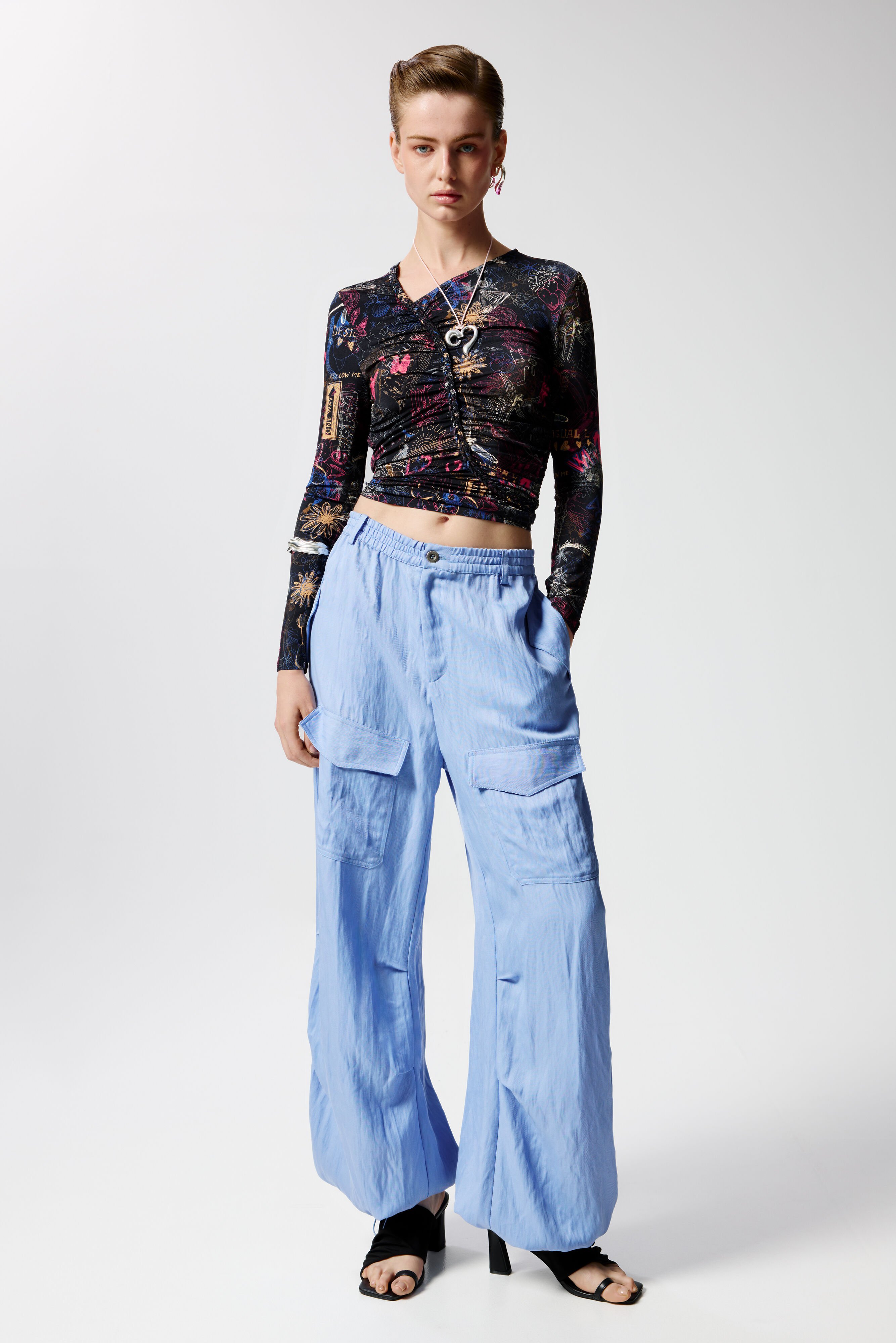 Desigual, Cargo-Hose mit Taschen, Damen, Lyocell, Blau, S