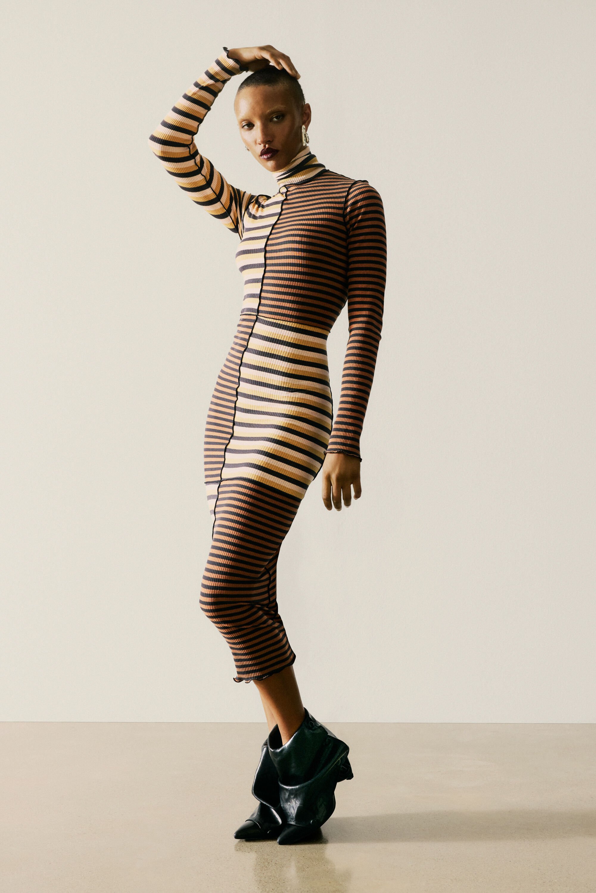 Desigual, Gestreiftes Strickkleid, Damen, Baumwolle, Braun, M