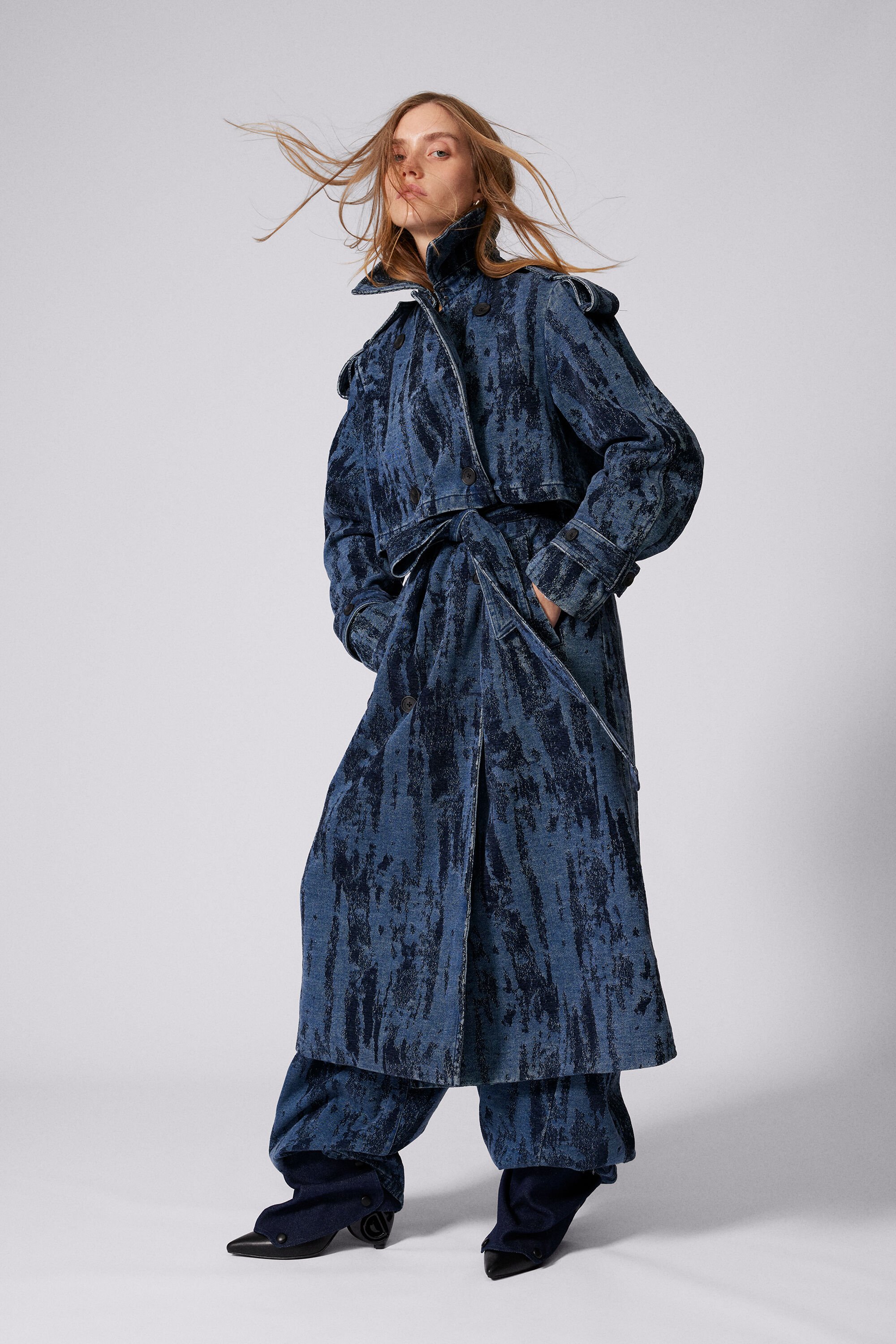 Desigual, Verwaschener Denim-Trenchcoat, Damen, Blau, S