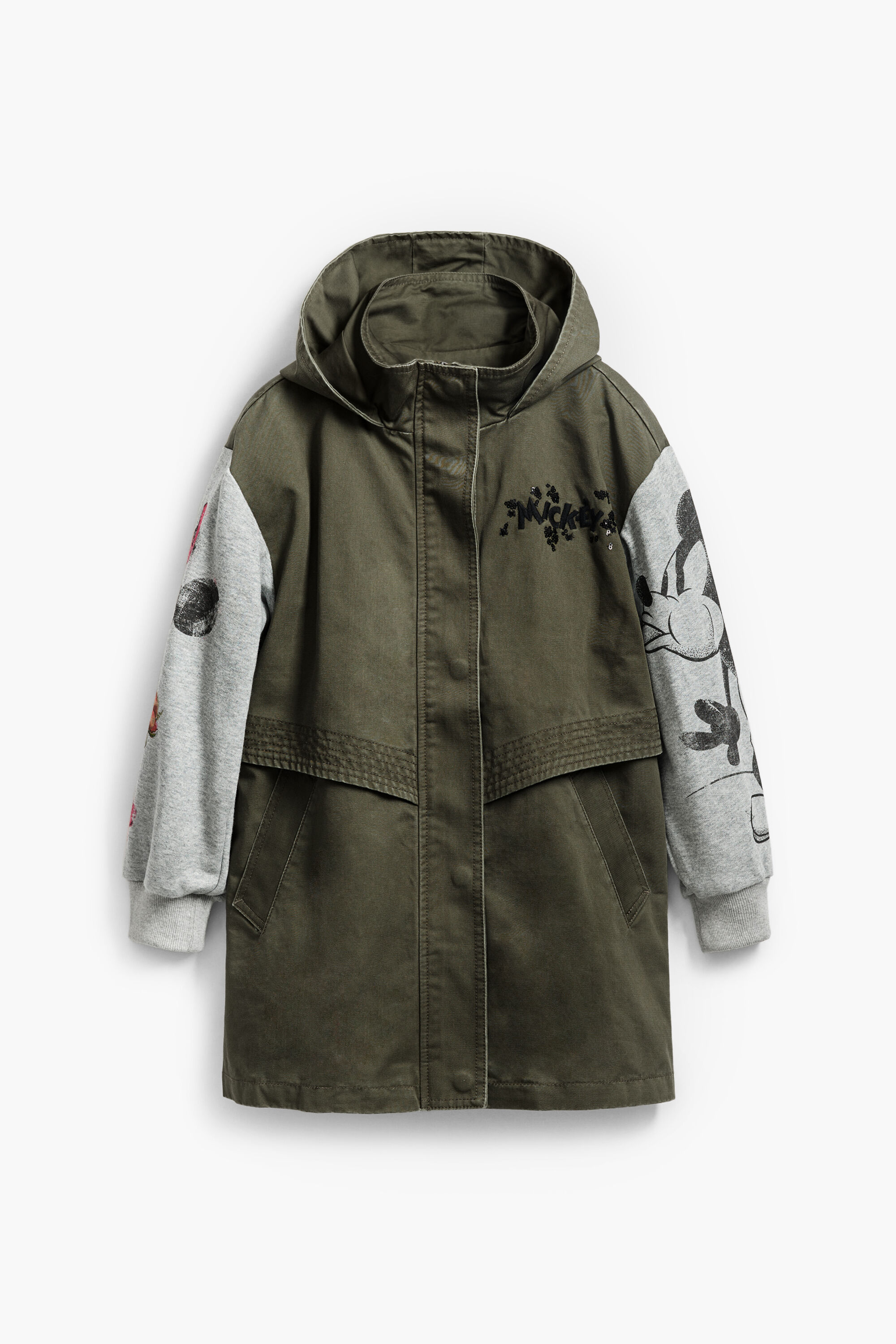 Desigual, Kombinierte Disney™-Parka, Kinder, Baumwolle, GrüN, 9/10