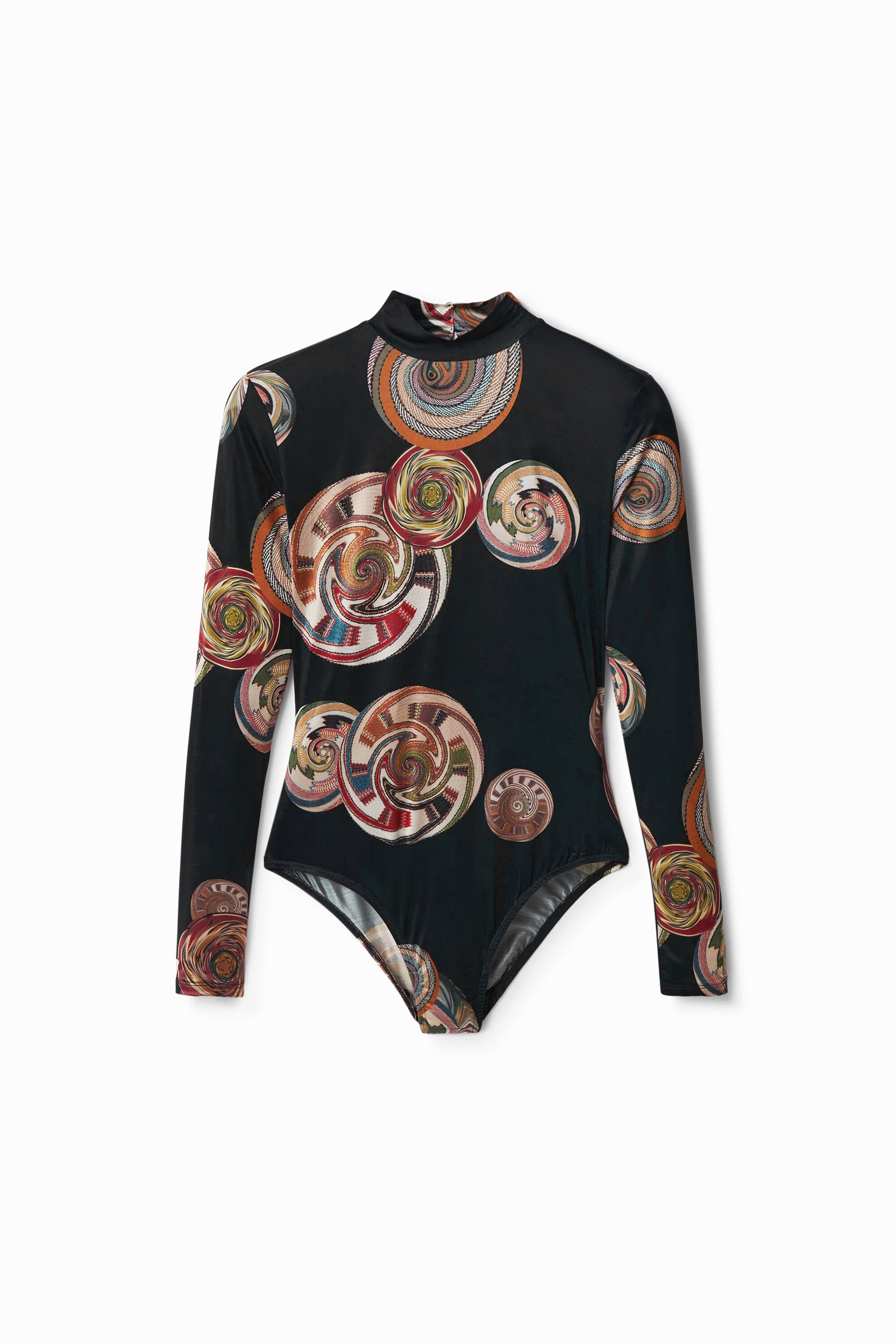 Desigual, Body Slim Fit Kreise, Azetat, Schwarz, L