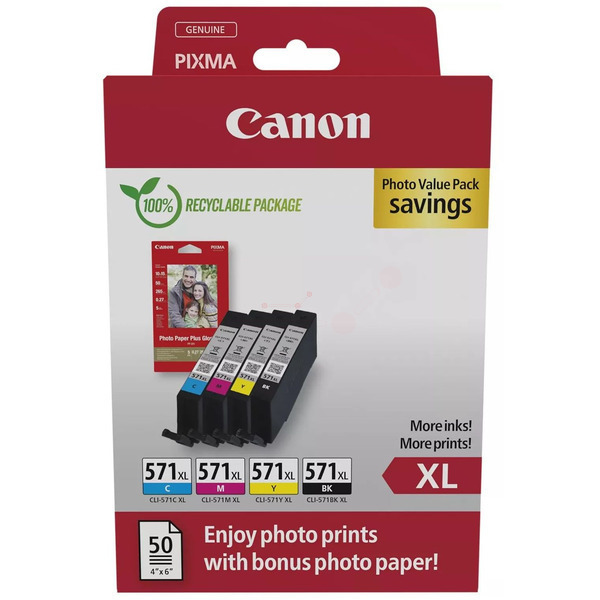 Original Canon Tinte 0332C006 / CLI-571XL / 0332C006 schwarz cyan magenta gelb für 0332C006