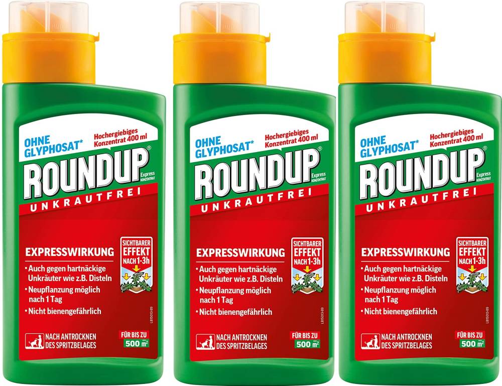 Roundup Unkrautfrei Express Konzentrat 3x400 ml für 1500 m² Fläche