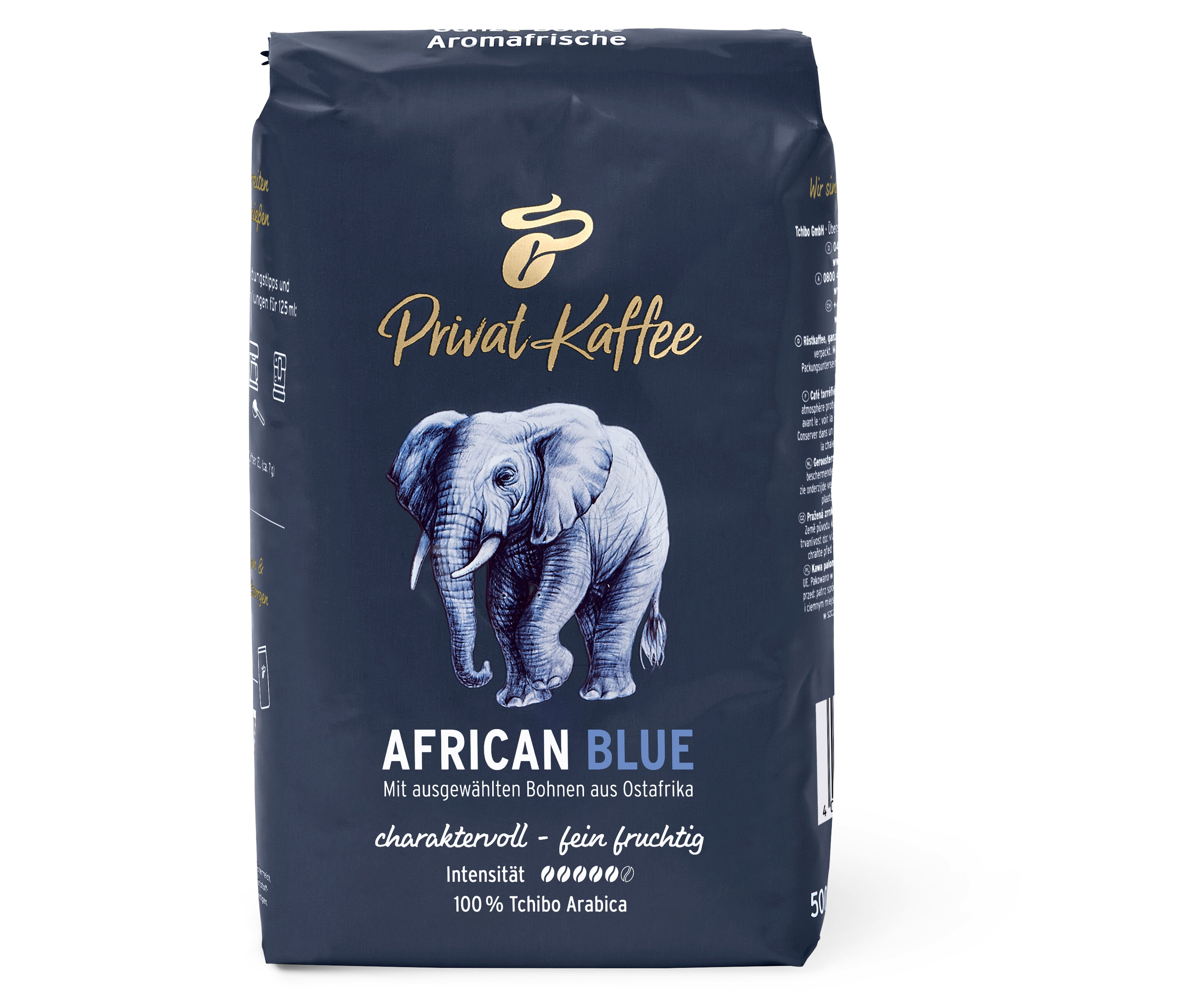 Tchibo - Privat Kaffee African Blue - 500 g Ganze Bohne - Intensität: 5/6