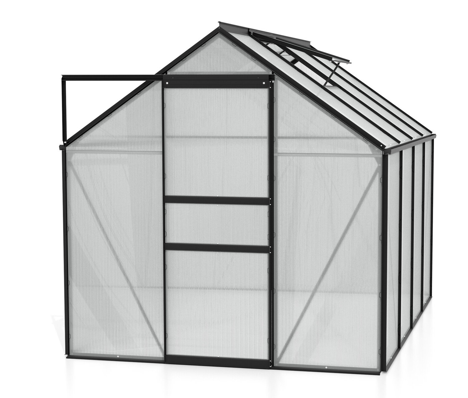 Vitavia Einsteiger-Gewächshaus inkl. Fundamentrahmen - 195x257x197cm - schwarz - Aluminium / Stahl / Kunststoff