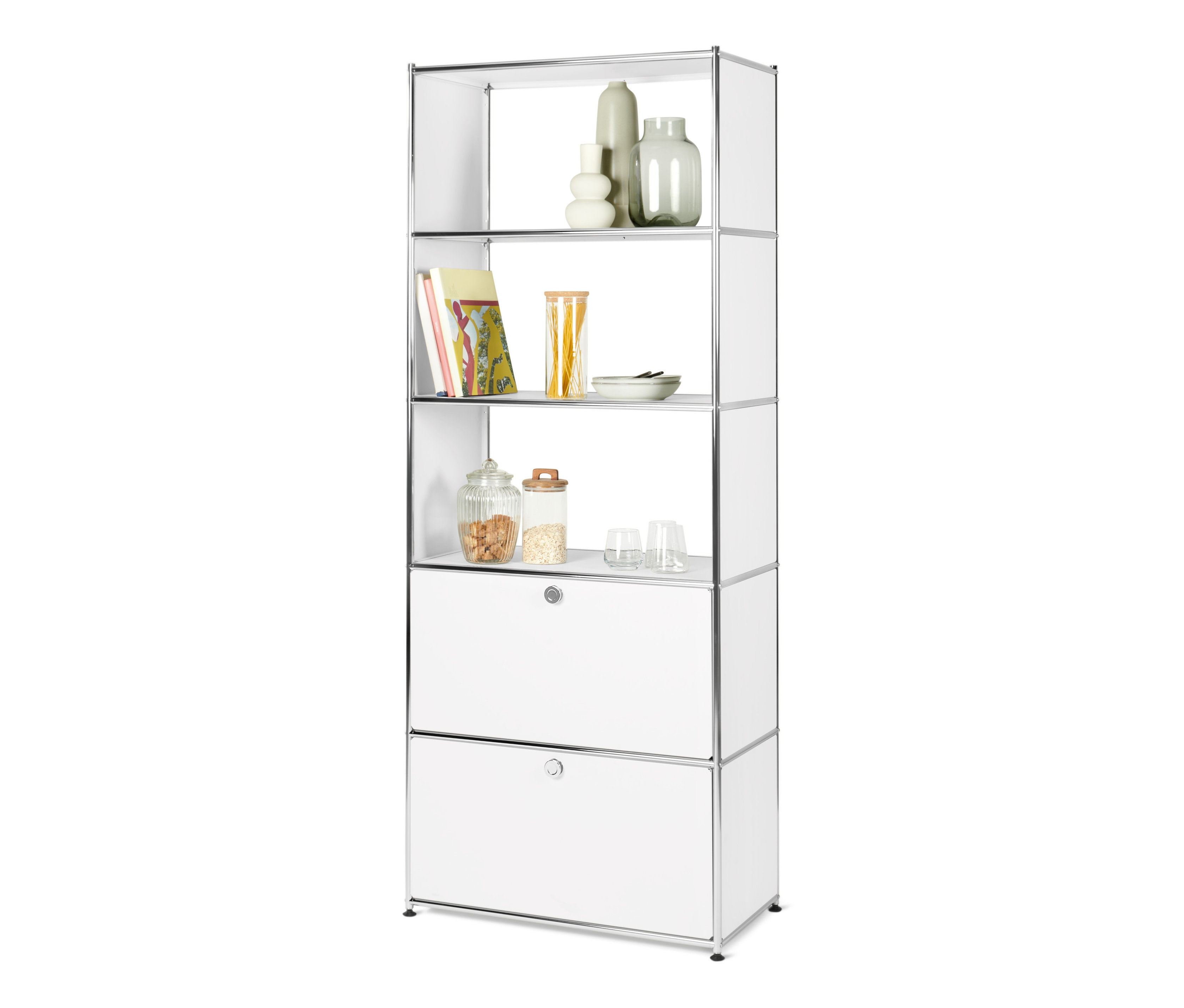 Tchibo - Regal Metall »Cn3« mit 2 Schubladen - 77x40x195cm - chrom - Stahl / Aluminium / Kunststoff