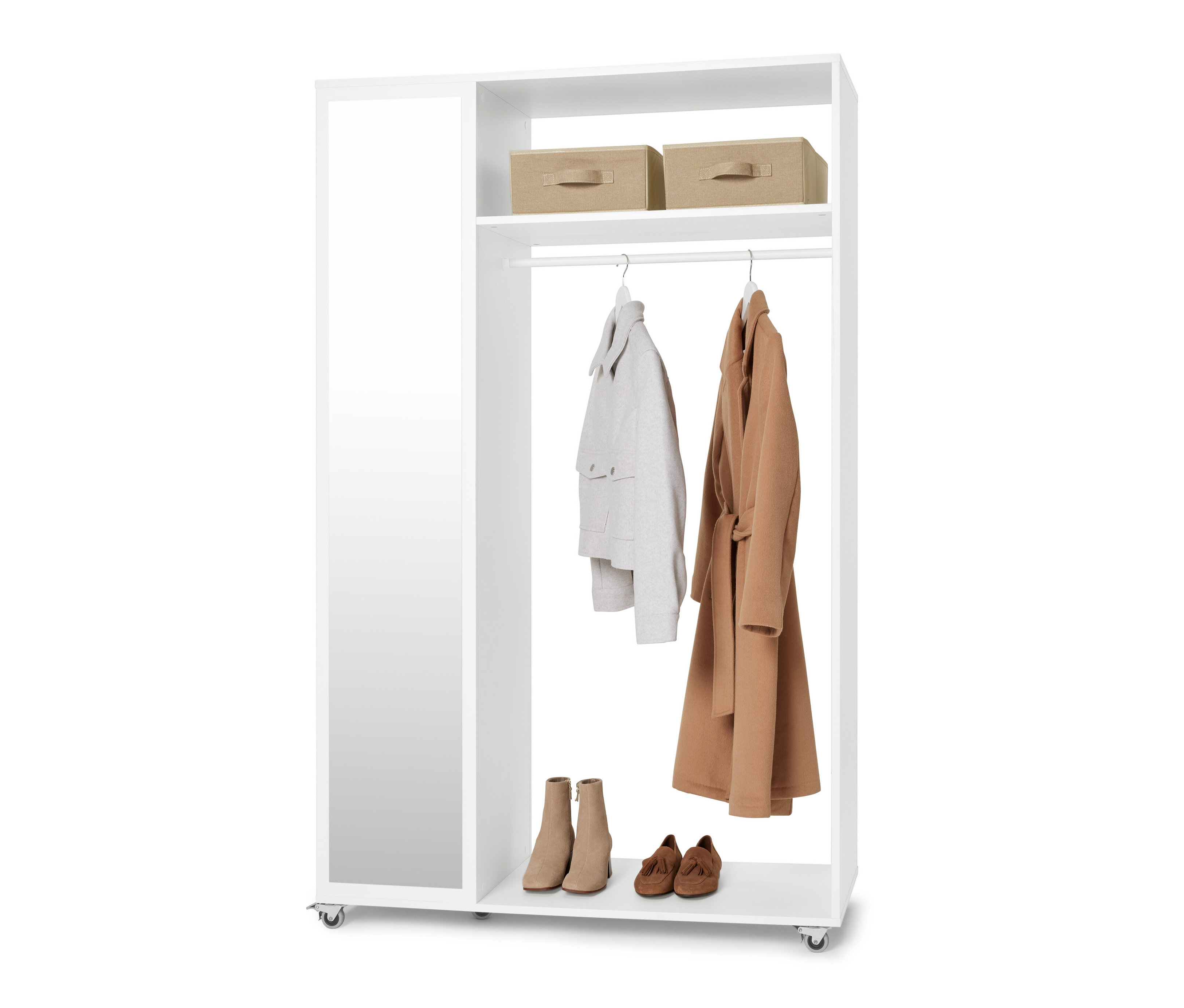 Tchibo - Mobile Spiegelschrank-Garderobe - 110,5x45,5x180cm - weiß - Holz / Stahl