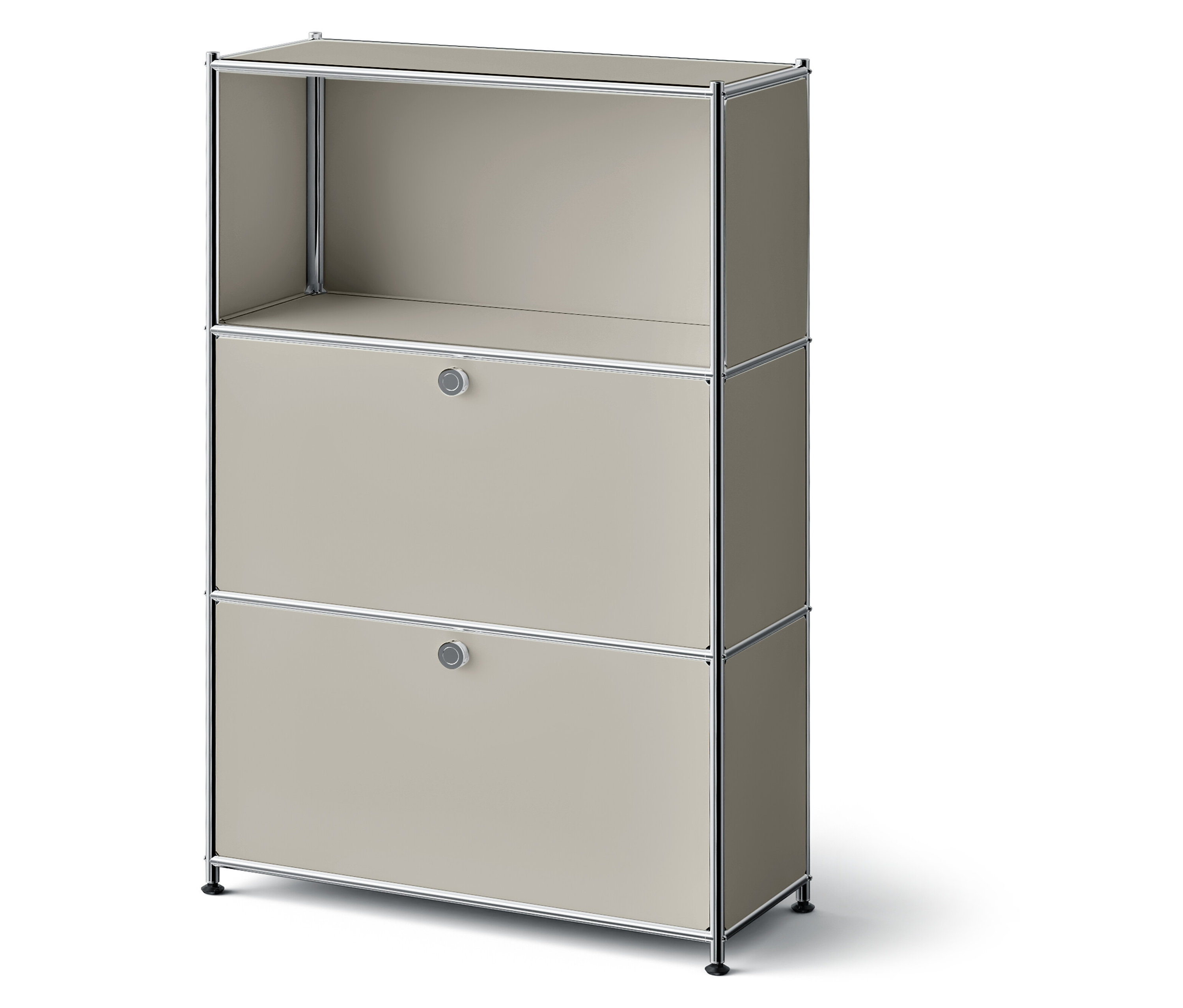 Tchibo - Metall-Kommode »Cn3 Slim Line« mit 2 versetzbaren Klappenfächern - 77x30,5x120,3cm - hellgrau - Stahl / Aluminium / Kunststoff