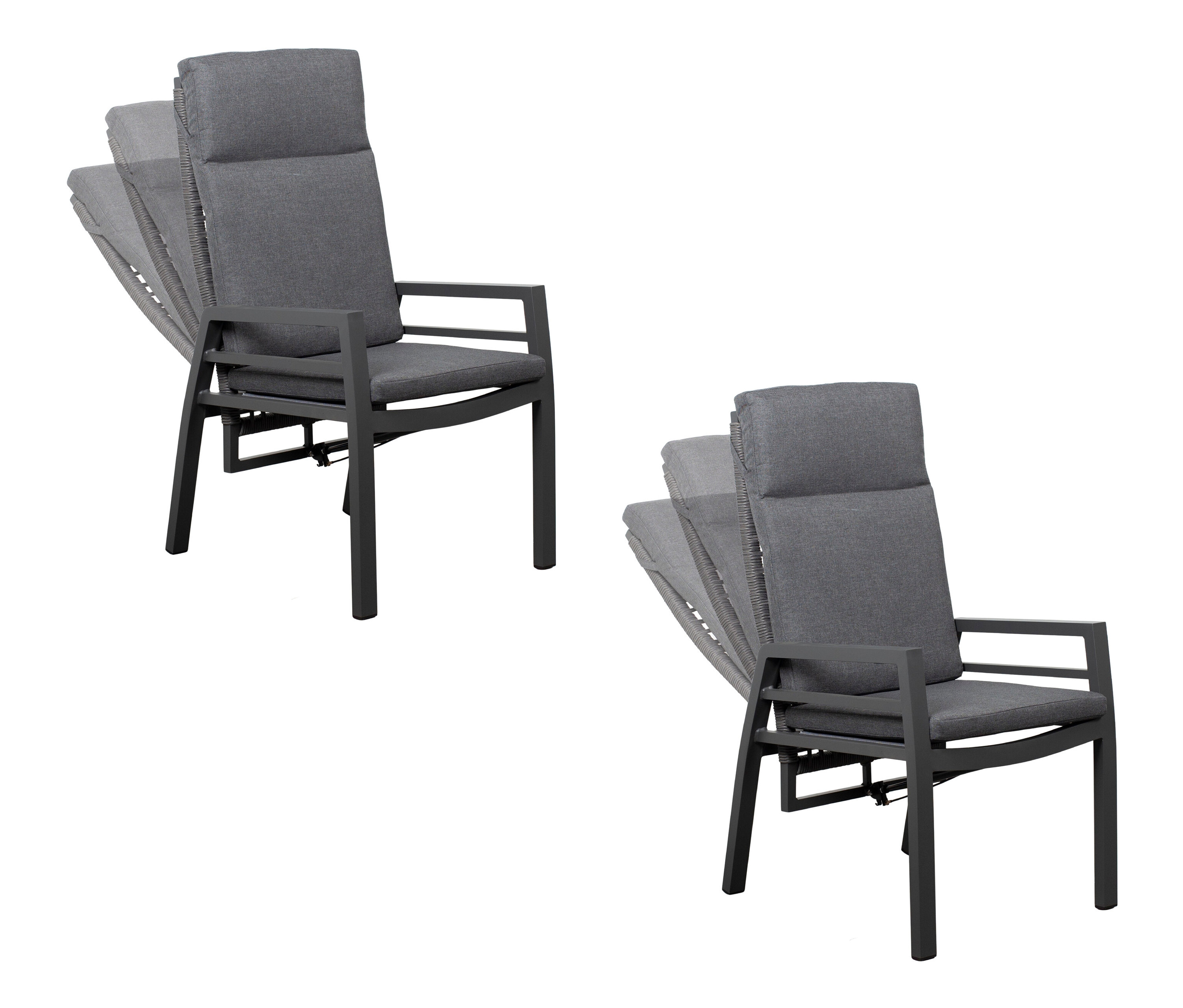 2 deVries Stühle - 60x62x110cm - anthrazit - Aluminium / Polyester / Polyurethan