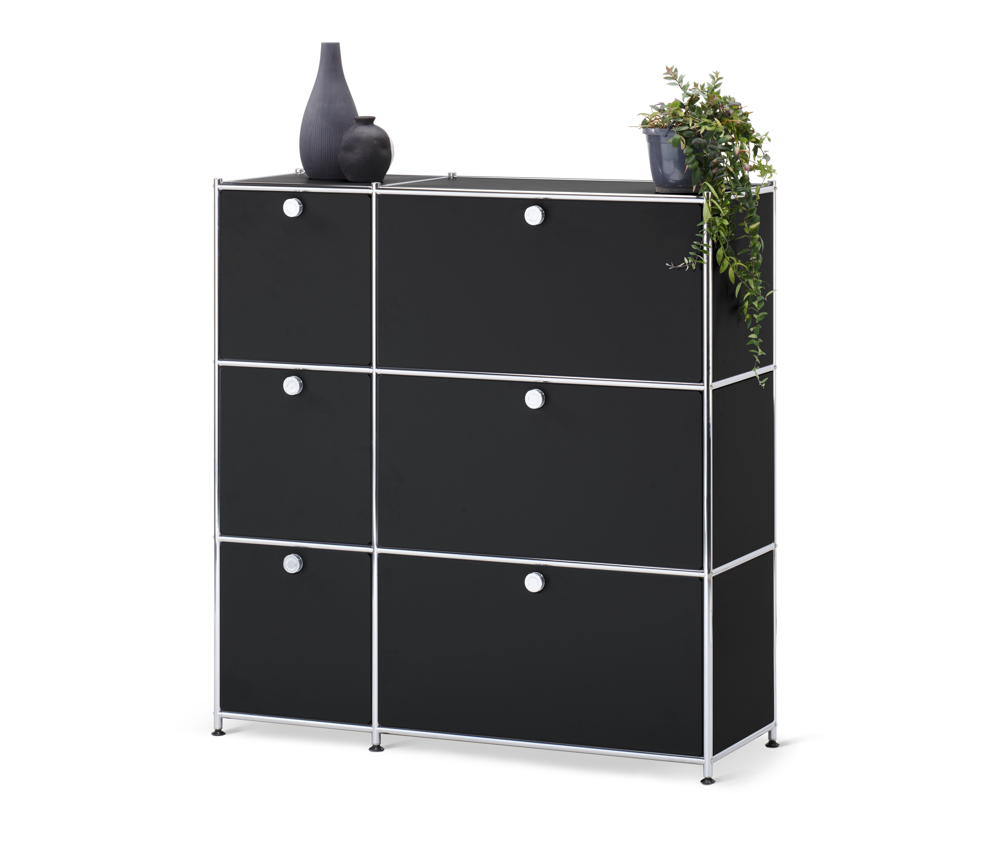 Tchibo - Kommode »Cn3« mit 6 Klappen - 115,5x40x120,5cm - schwarz - Stahl / Aluminium / Kunststoff