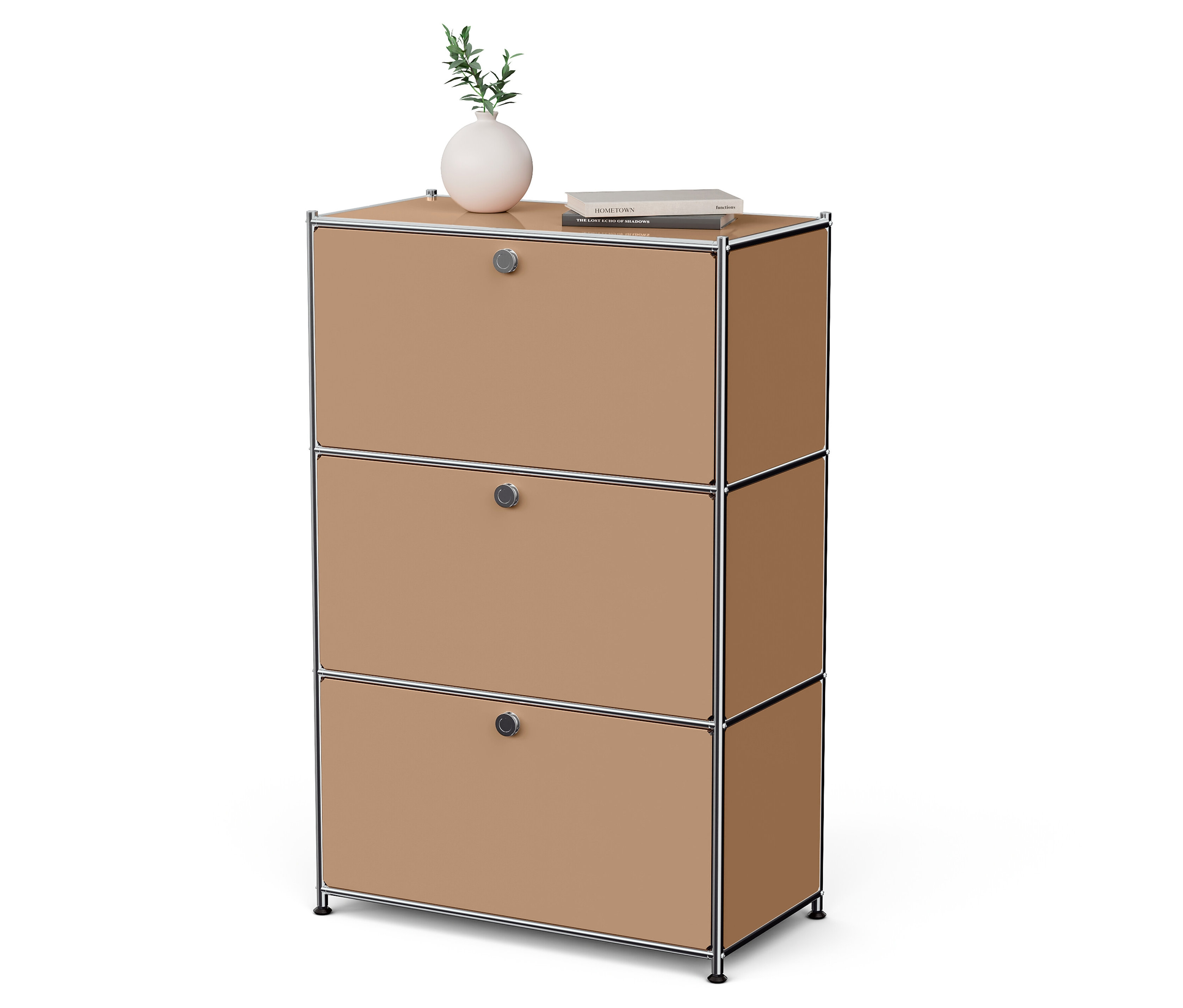 Tchibo - Metall-Kommode »Cn3« mit 3 Klappenfächern - 77x40x120,3cm - braun - Stahl / Kunststoff / Kunststoff