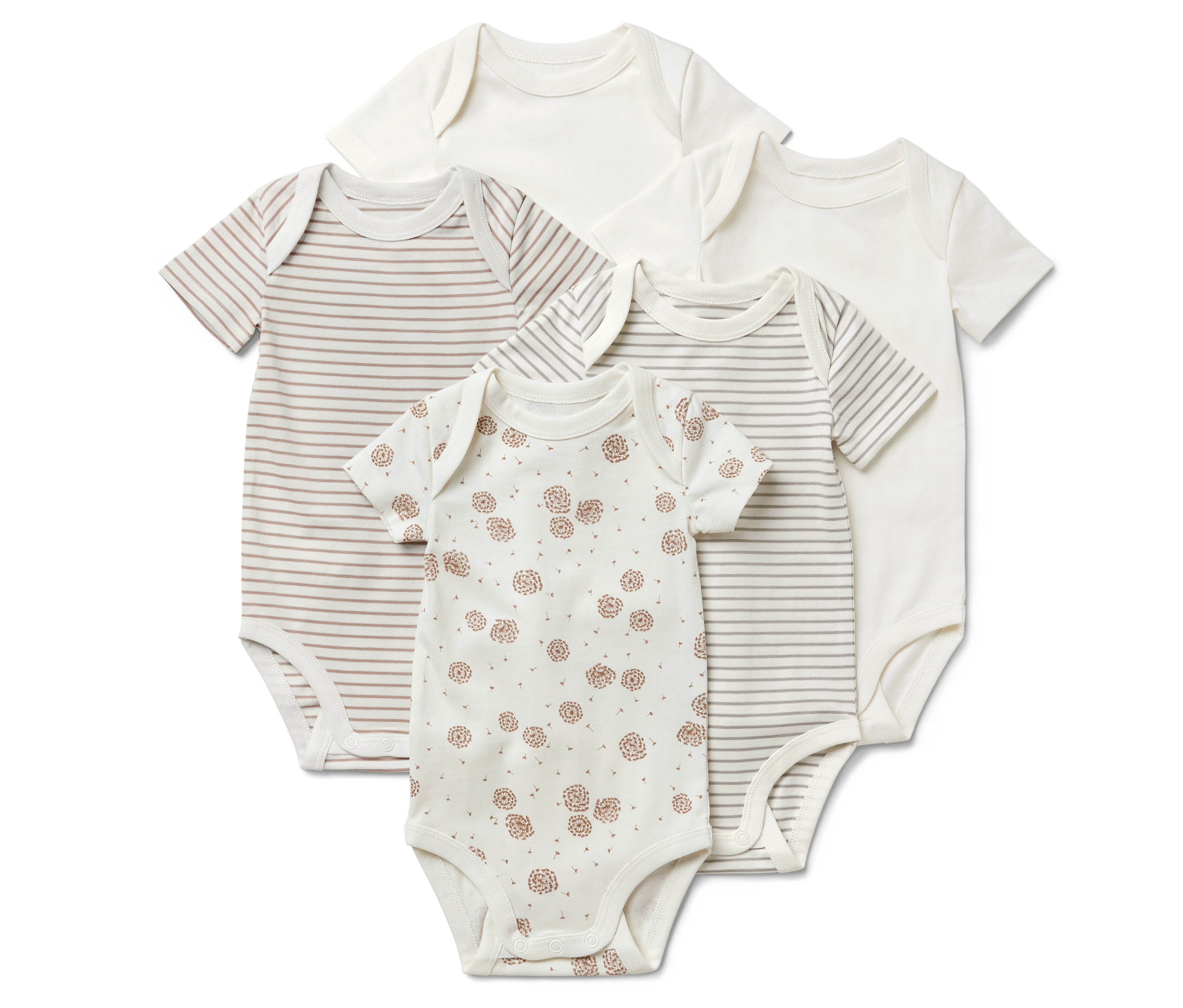 Tchibo - 5 Baby-Bodys mit Mitwachsfunktion - Baby - Gr. 62/68 - weiß/print