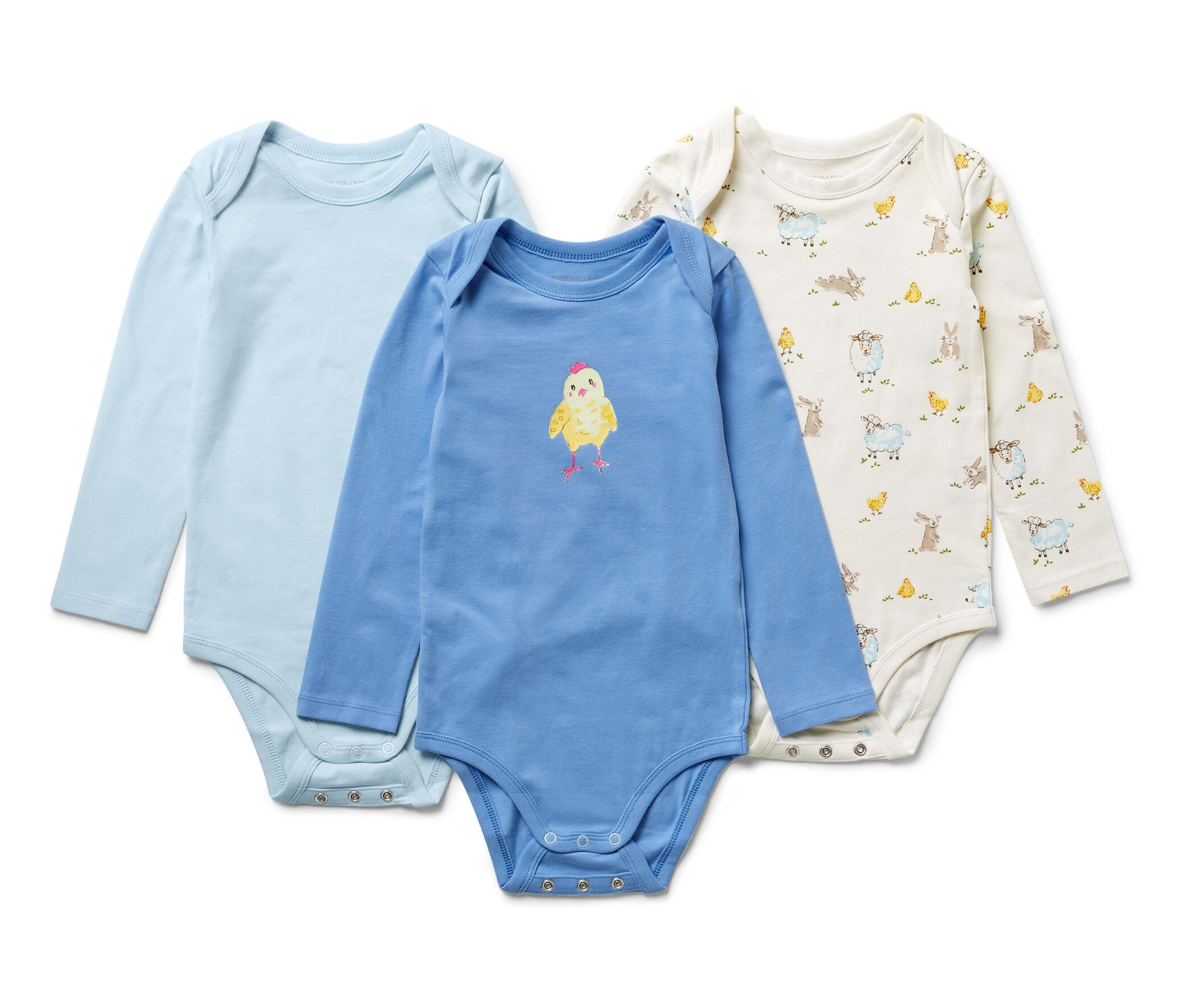 Tchibo - 3 Baby-Bodys mit Mitwachsfunktion - Baby - Gr. 74/80 - blau/print